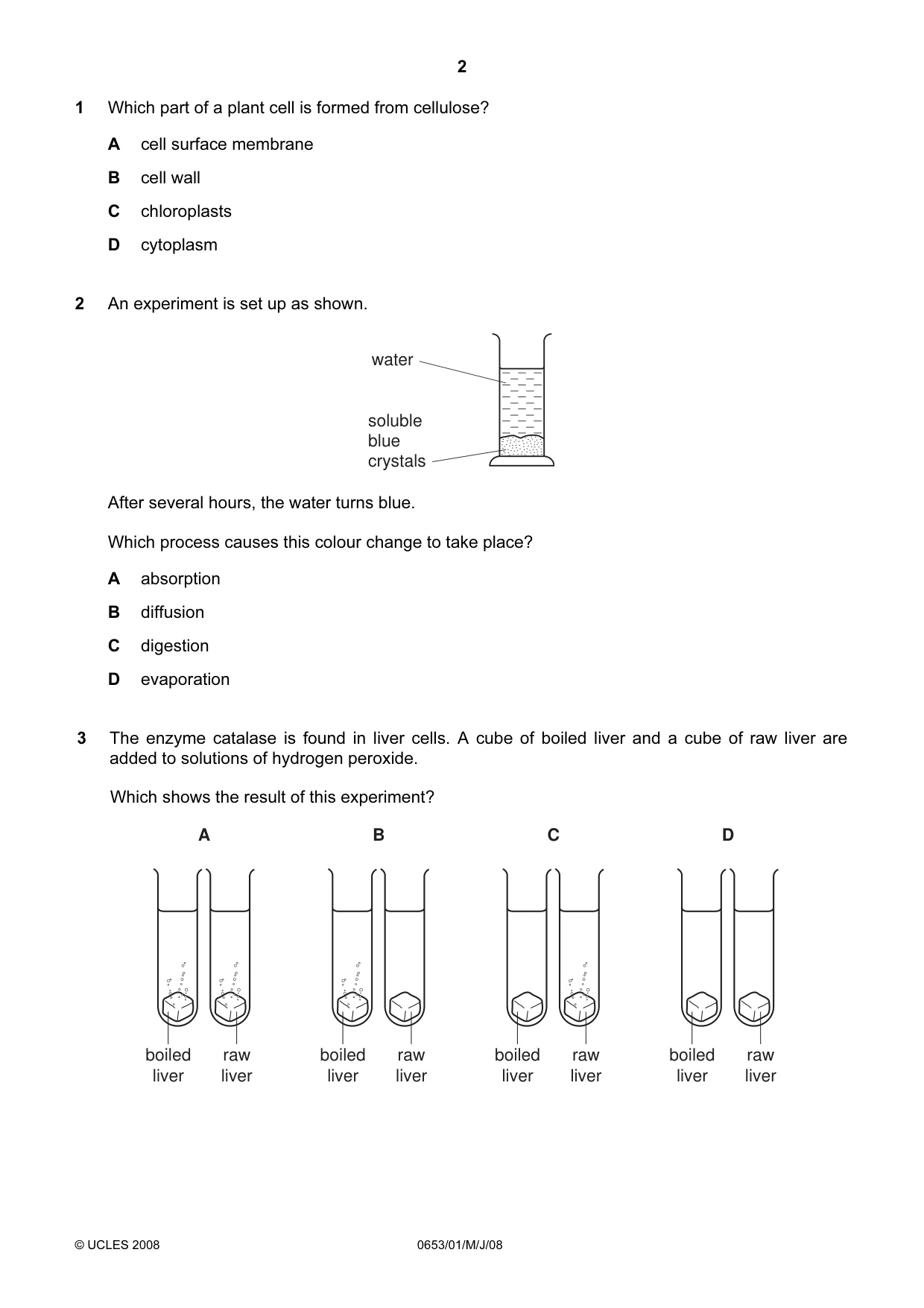 Cambridge IGCSE Science - Combined 0653 2008 May/June Paper 1 · Variant 1 question paper, page 2 of 20