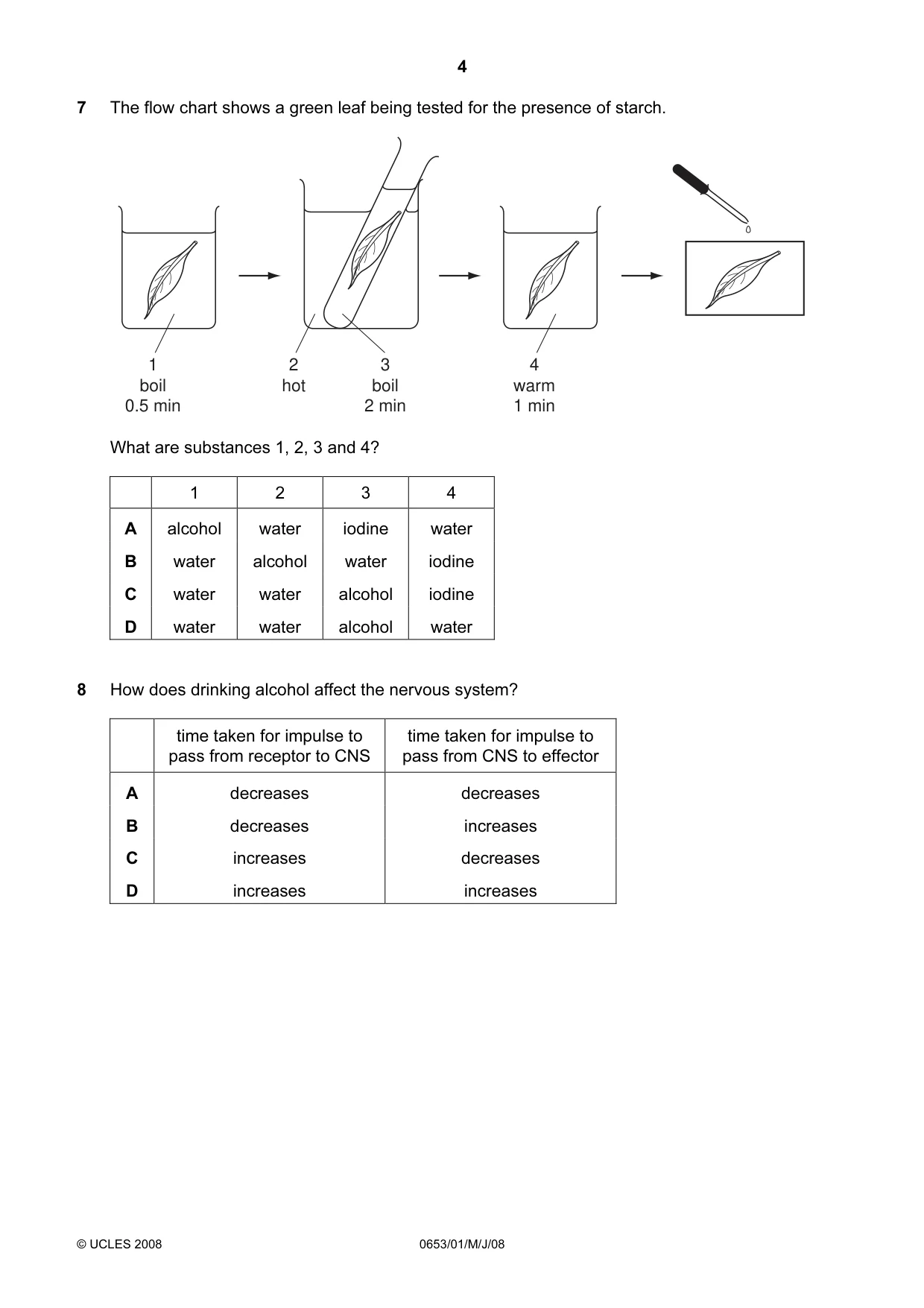 Cambridge IGCSE Science - Combined 0653 2008 May/June Paper 1 · Variant 1 question paper, page 4 of 20