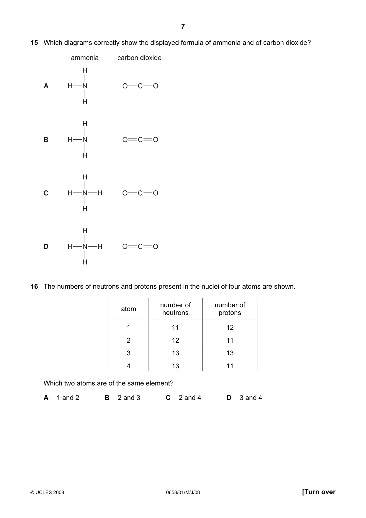 Cambridge IGCSE Science - Combined 0653 2008 May/June Paper 1 · Variant 1 question paper, page 7 of 20