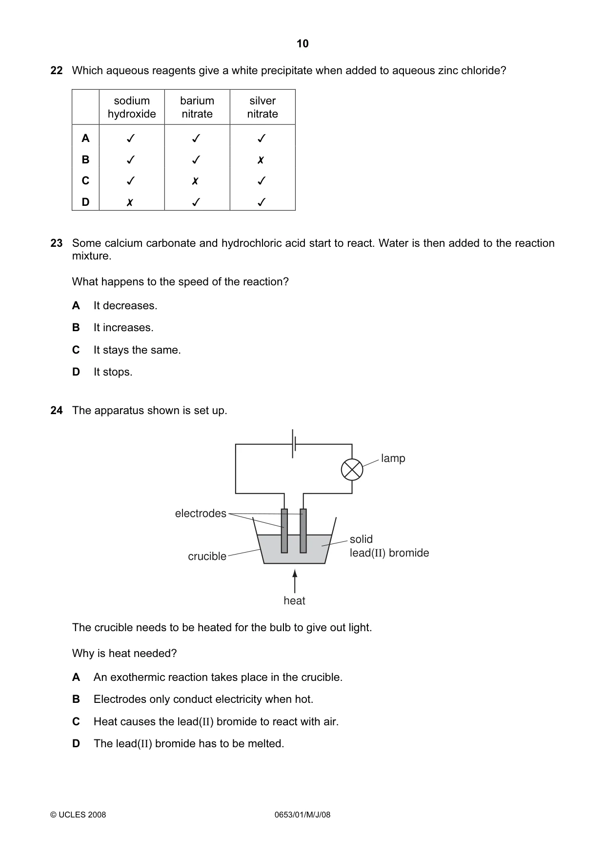 Cambridge IGCSE Science - Combined 0653 2008 May/June Paper 1 · Variant 1 question paper, page 10 of 20