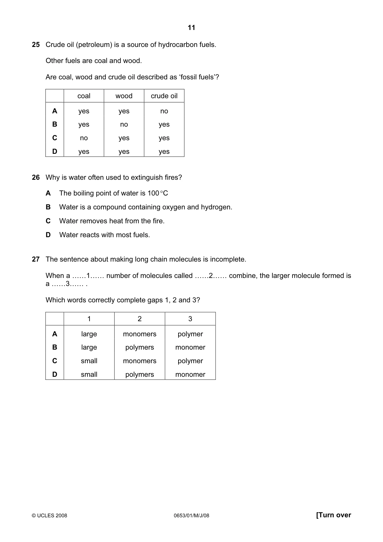 Cambridge IGCSE Science - Combined 0653 2008 May/June Paper 1 · Variant 1 question paper, page 11 of 20