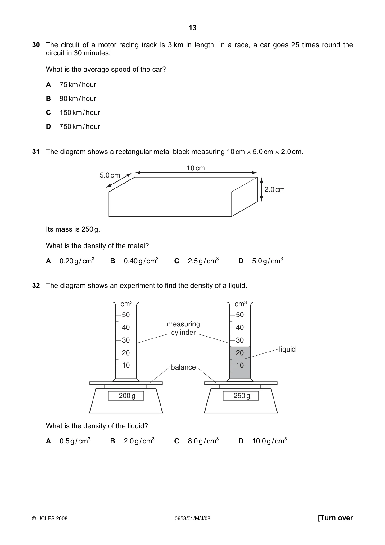 Cambridge IGCSE Science - Combined 0653 2008 May/June Paper 1 · Variant 1 question paper, page 13 of 20