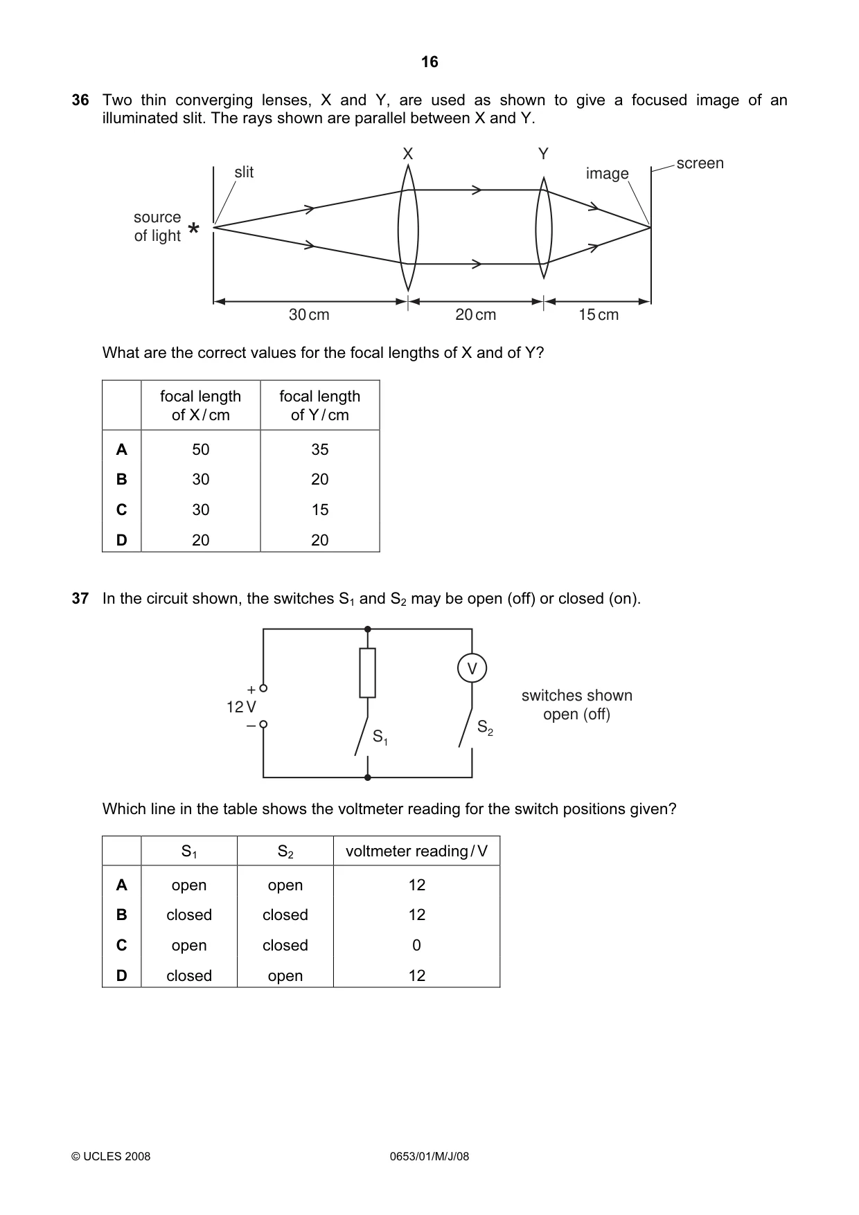 Cambridge IGCSE Science - Combined 0653 2008 May/June Paper 1 · Variant 1 question paper, page 16 of 20