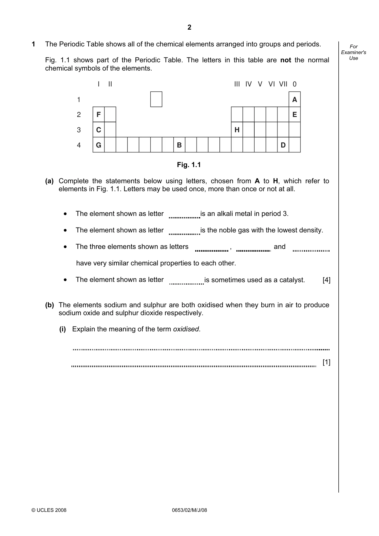 Cambridge IGCSE Science - Combined 0653 2008 May/June Paper 2 · Variant 1 question paper, page 2 of 20