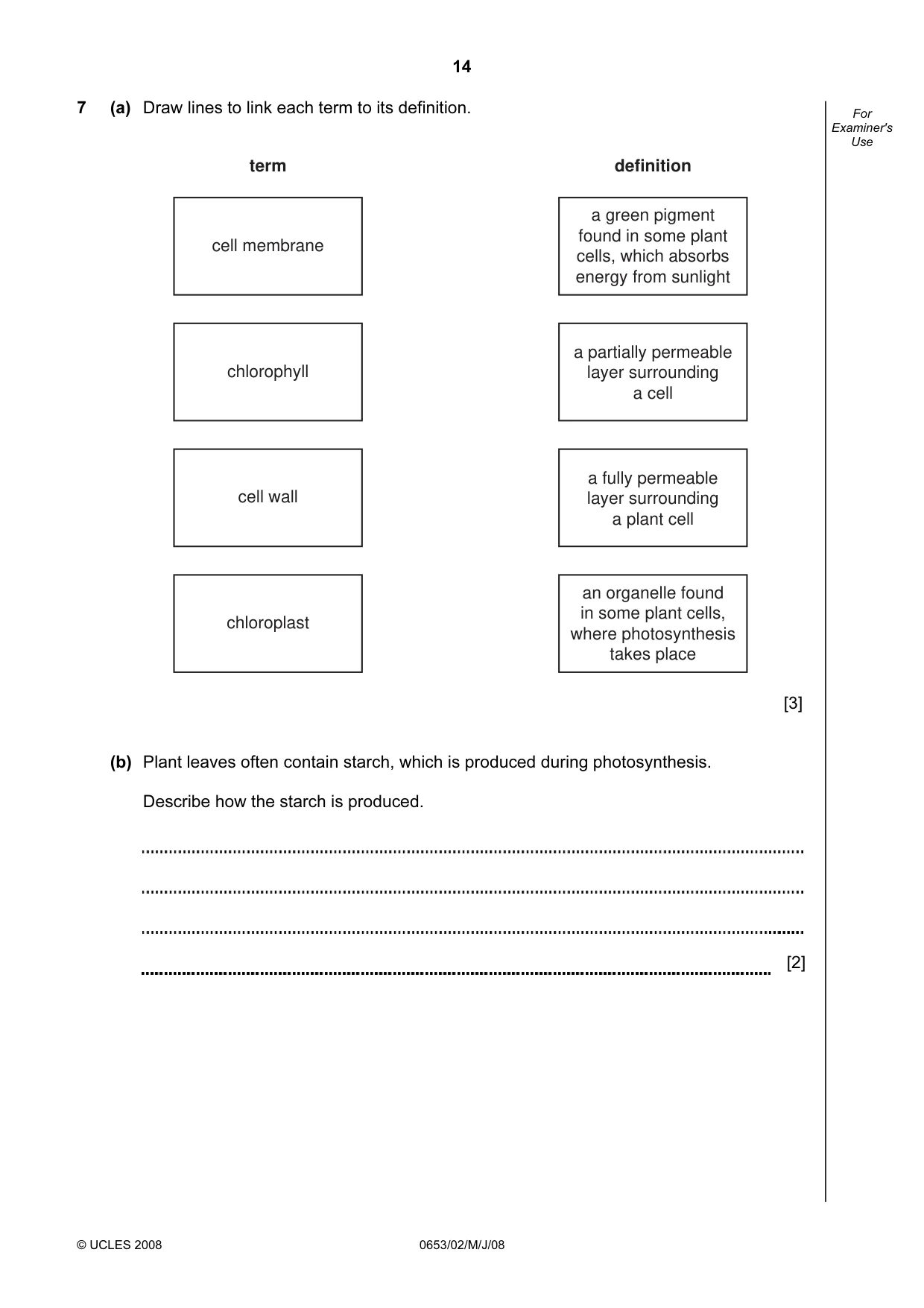 Cambridge IGCSE Science - Combined 0653 2008 May/June Paper 2 · Variant 1 question paper, page 14 of 20