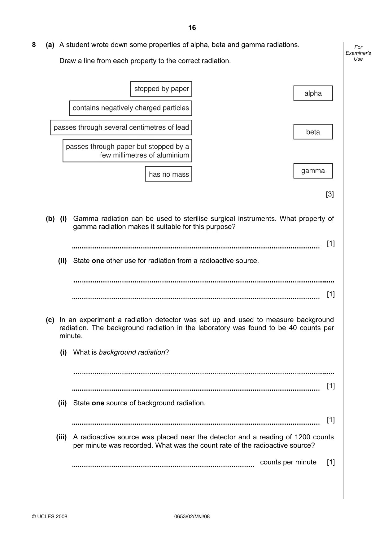 Cambridge IGCSE Science - Combined 0653 2008 May/June Paper 2 · Variant 1 question paper, page 16 of 20