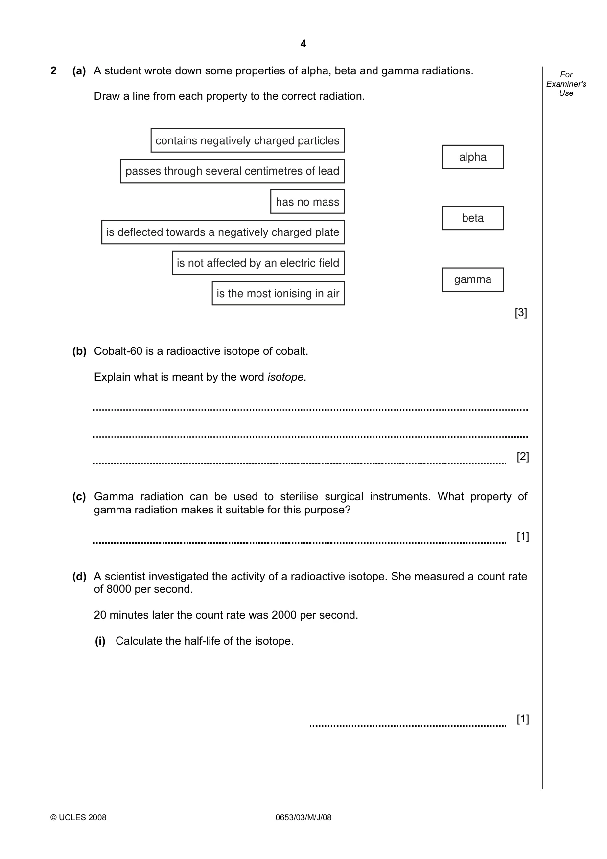 Cambridge IGCSE Science - Combined 0653 2008 May/June Paper 3 · Variant 1 question paper, page 4 of 20