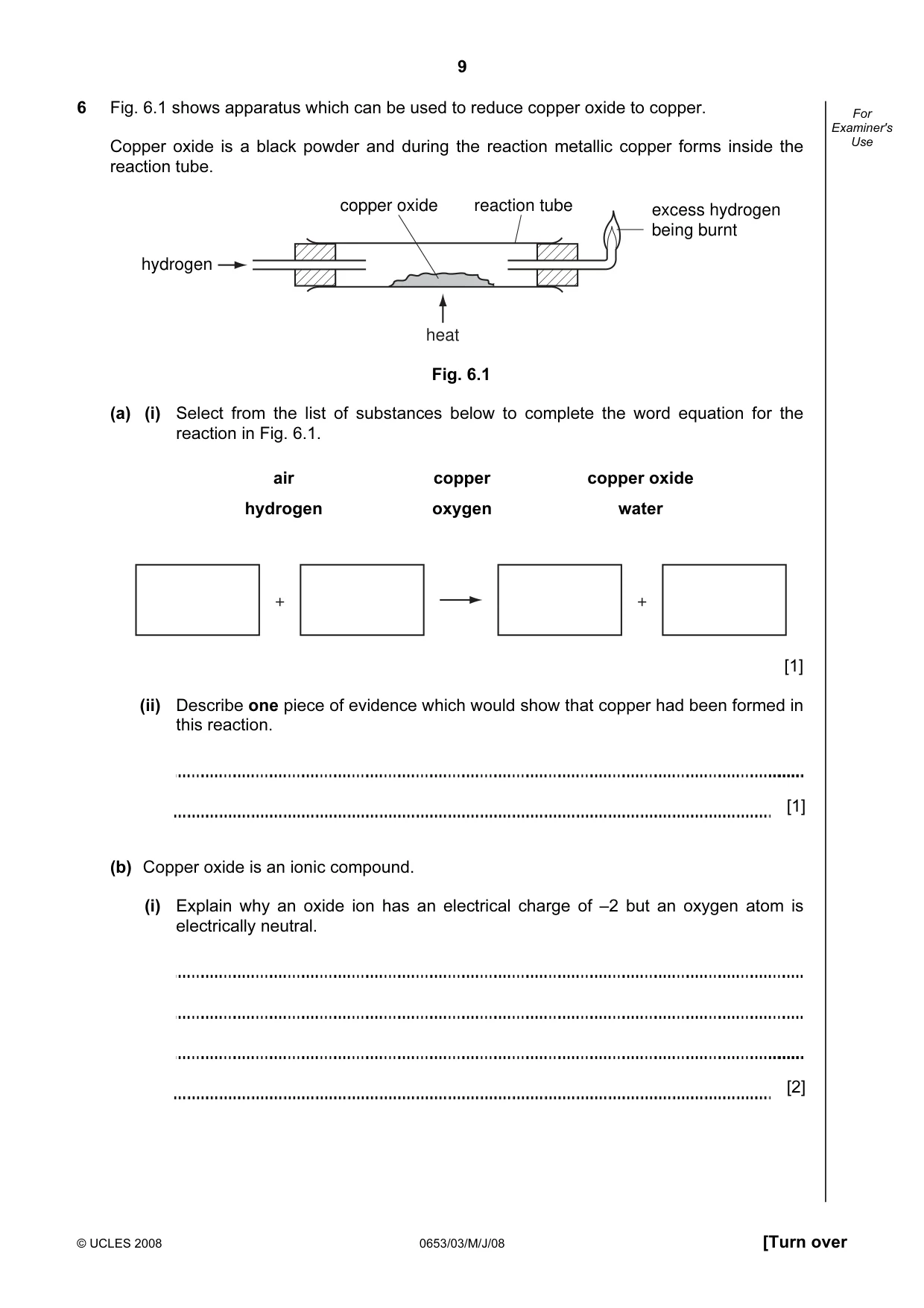 Cambridge IGCSE Science - Combined 0653 2008 May/June Paper 3 · Variant 1 question paper, page 9 of 20