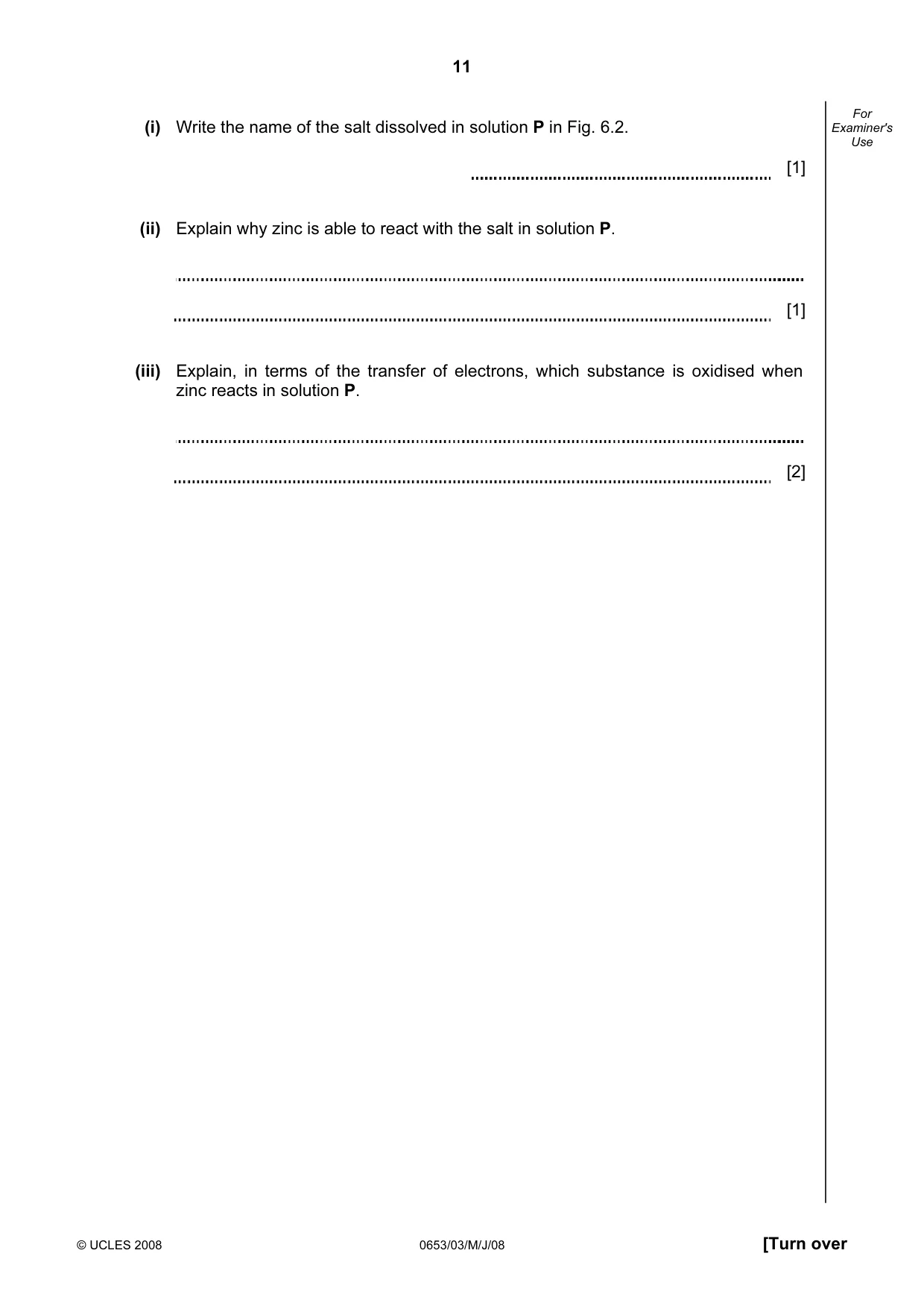 Cambridge IGCSE Science - Combined 0653 2008 May/June Paper 3 · Variant 1 question paper, page 11 of 20