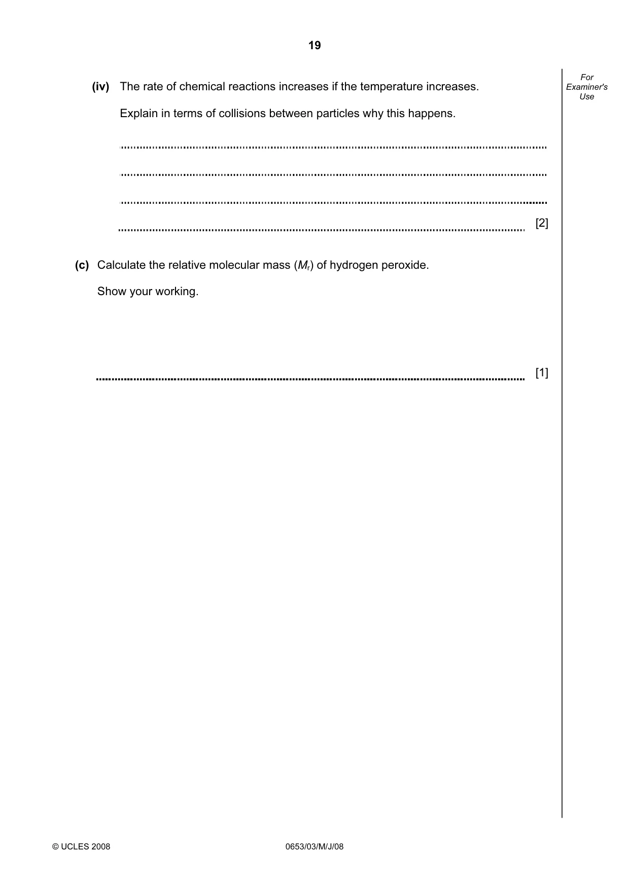 Cambridge IGCSE Science - Combined 0653 2008 May/June Paper 3 · Variant 1 question paper, page 19 of 20