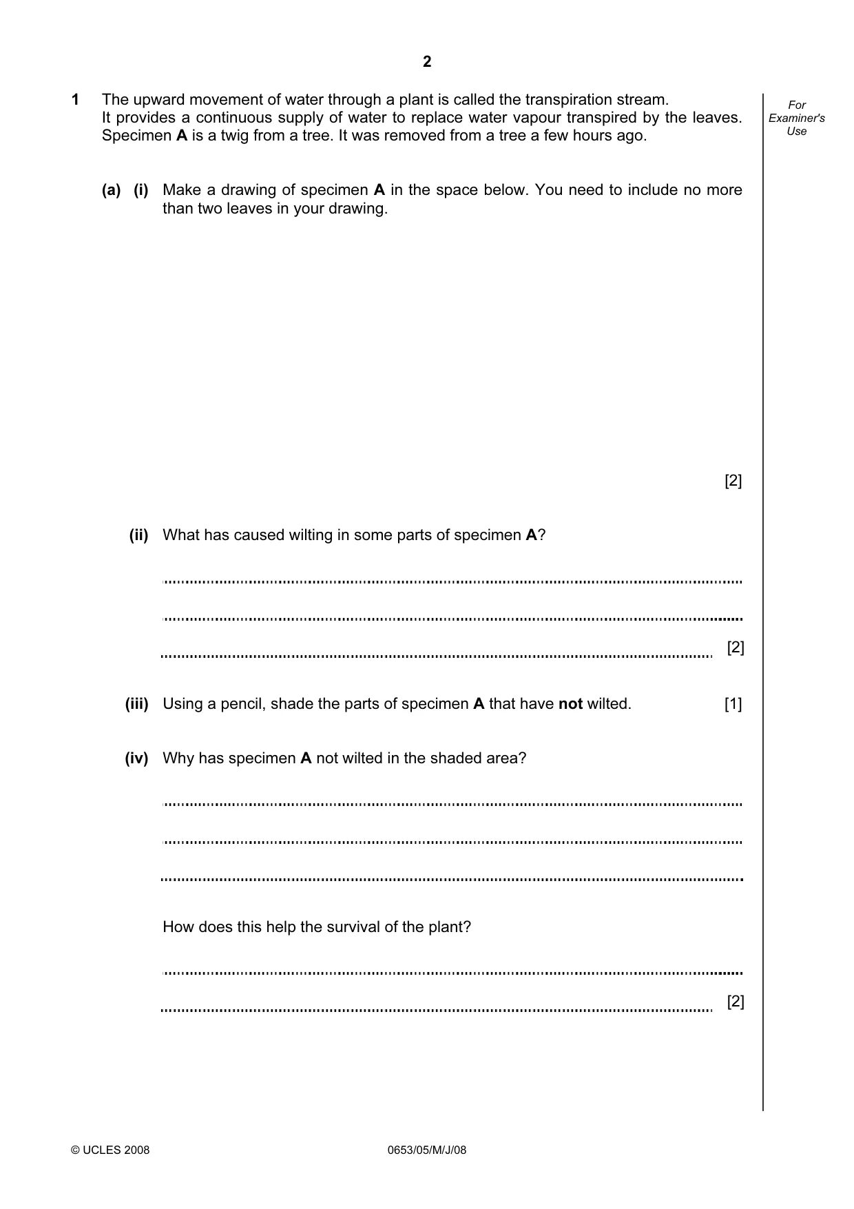 Cambridge IGCSE Science - Combined 0653 2008 May/June Paper 5 · Variant 1 question paper, page 2 of 12