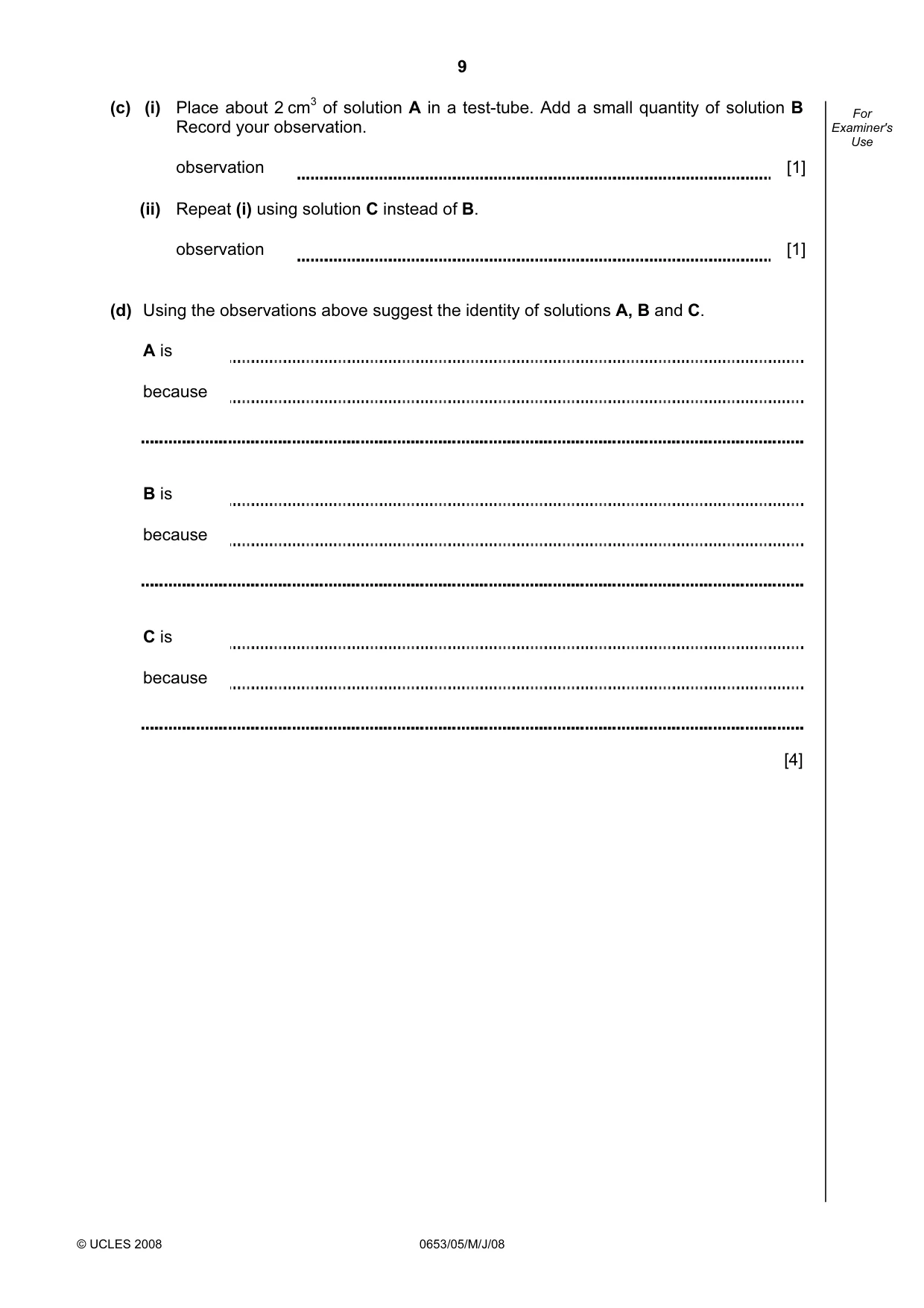 Cambridge IGCSE Science - Combined 0653 2008 May/June Paper 5 · Variant 1 question paper, page 9 of 12