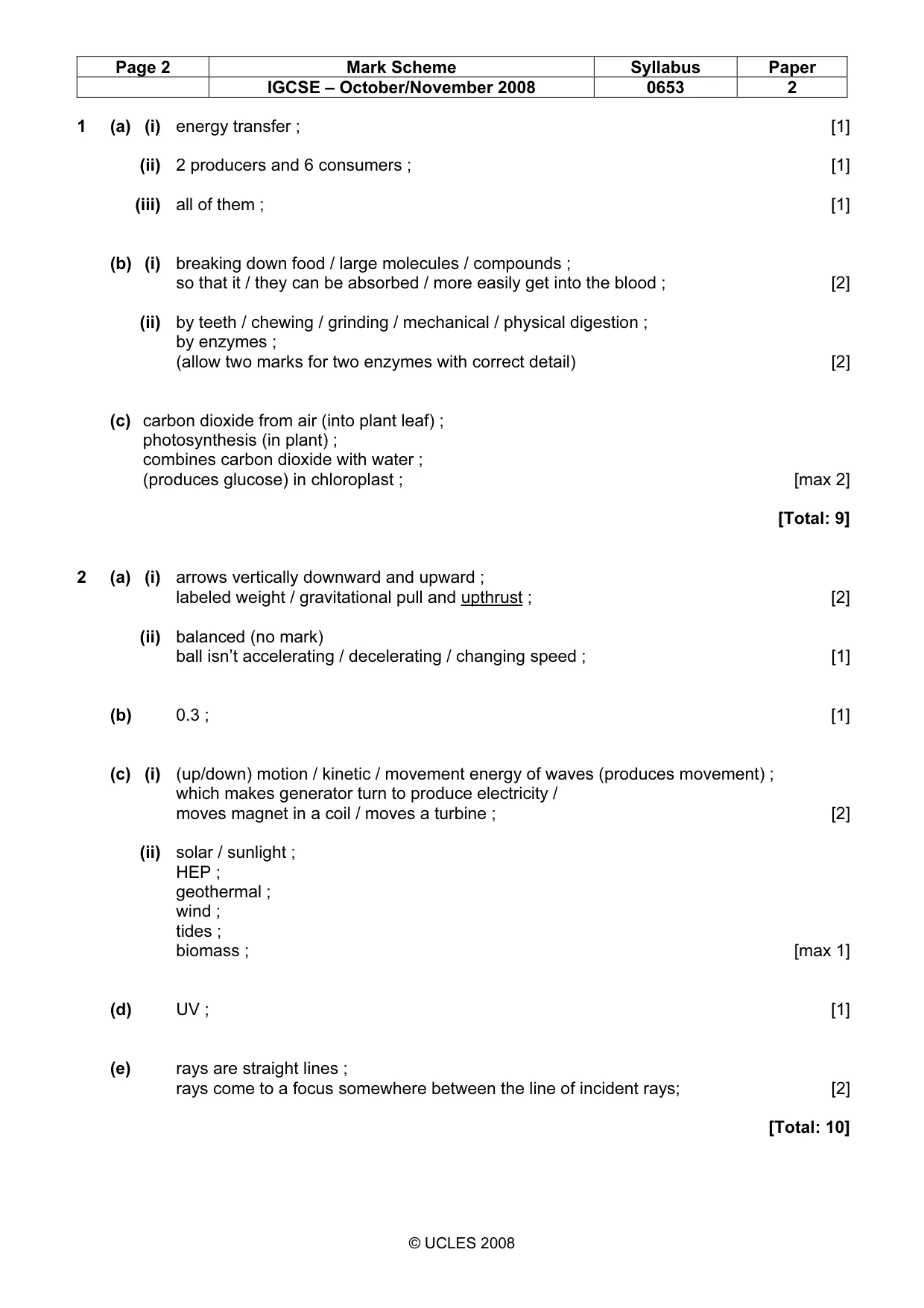 Mark scheme, page 2 of 6