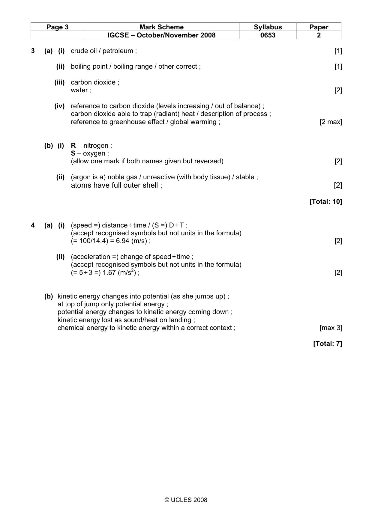 Mark scheme, page 3 of 6