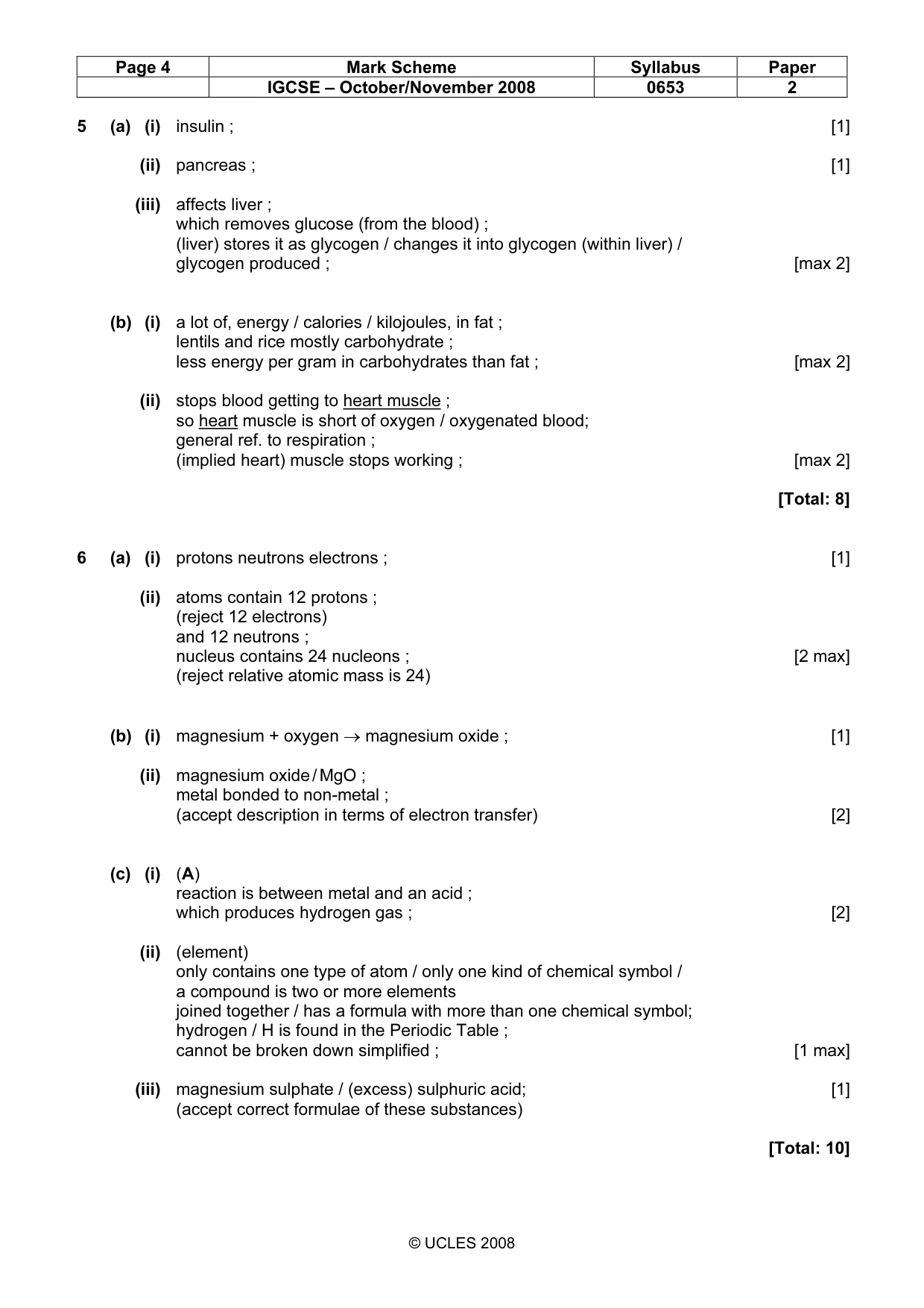 Mark scheme, page 4 of 6