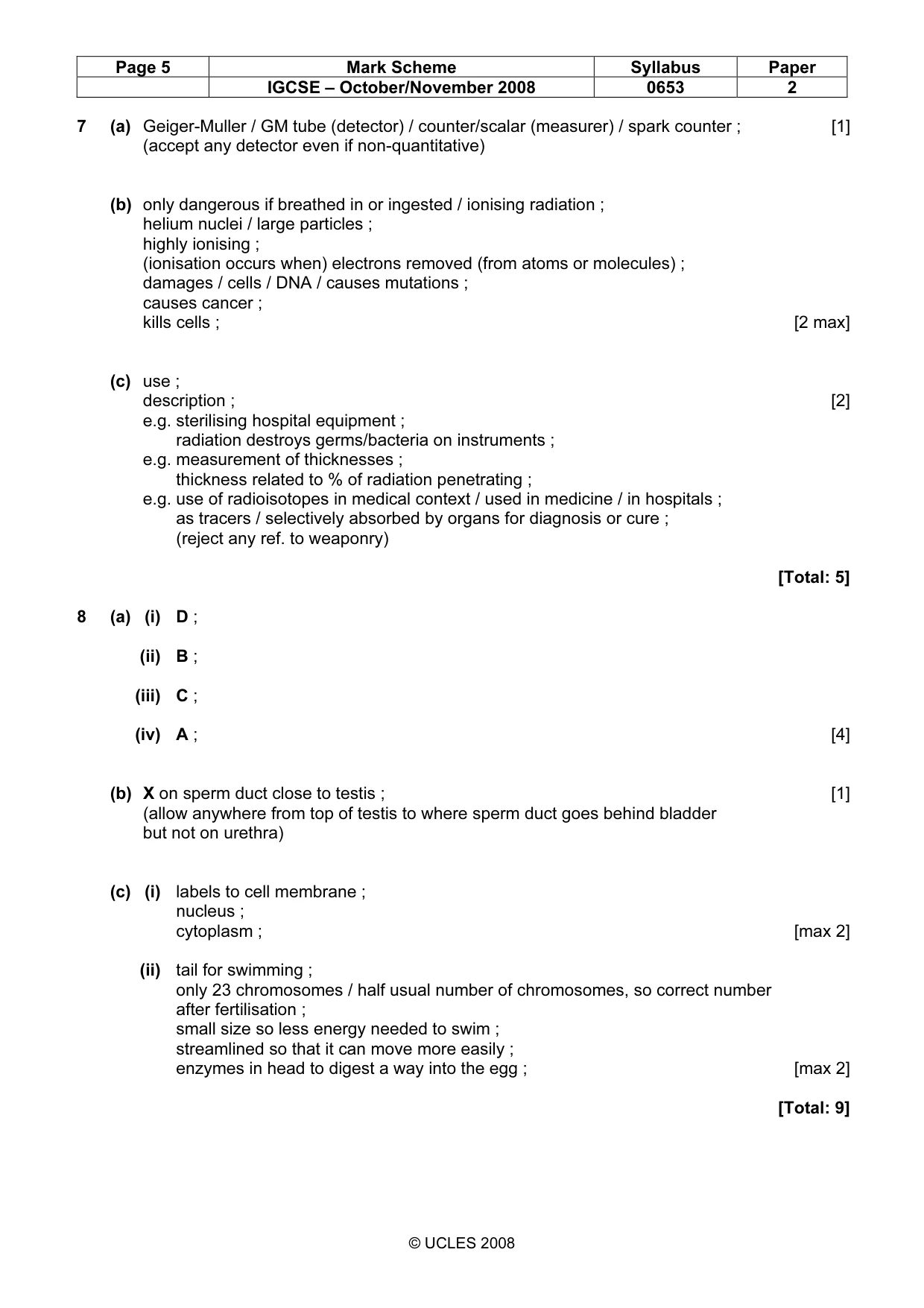 Mark scheme, page 5 of 6