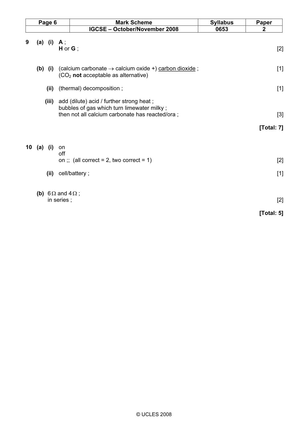 Mark scheme, page 6 of 6