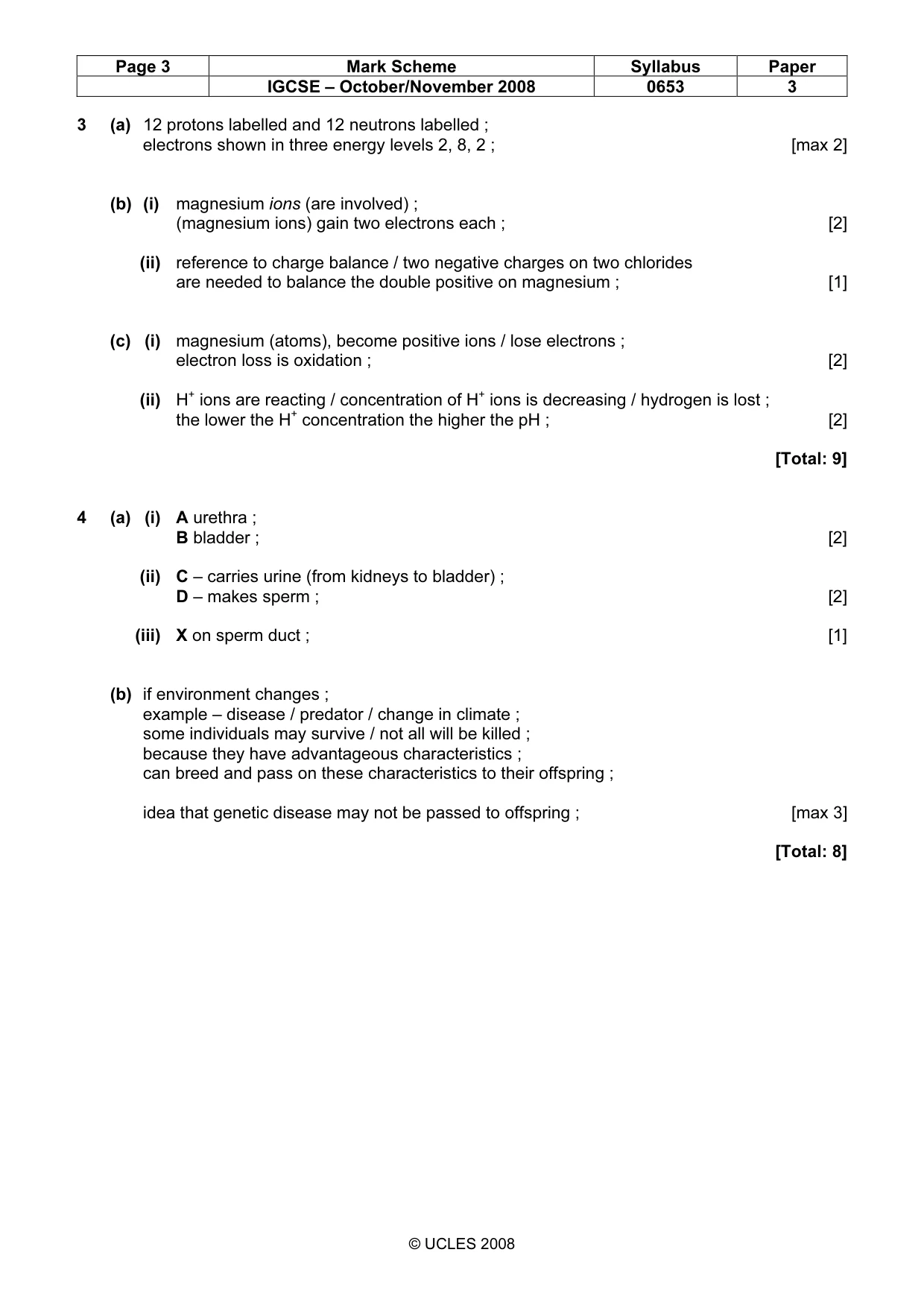 Mark scheme, page 3 of 6