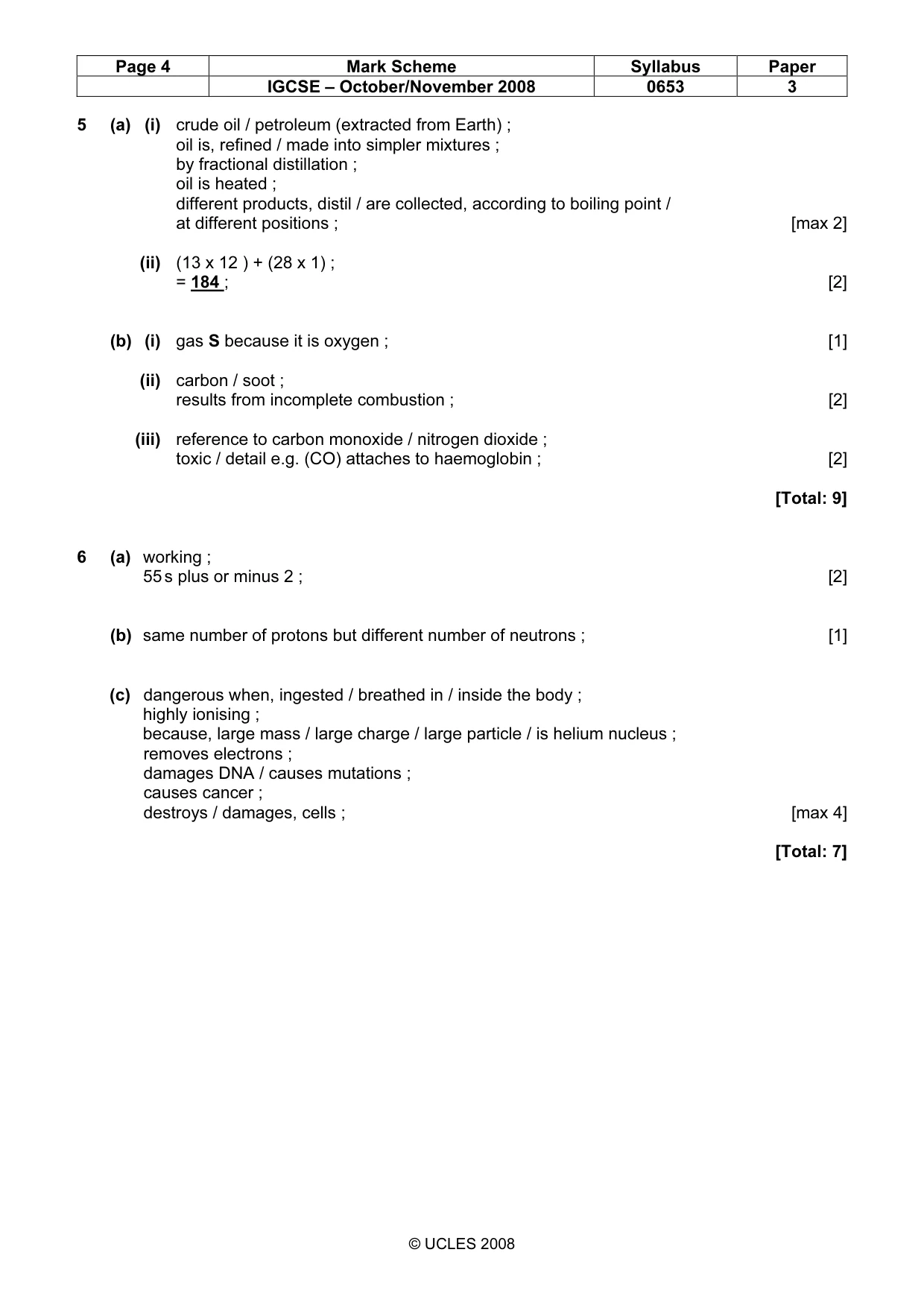 Mark scheme, page 4 of 6