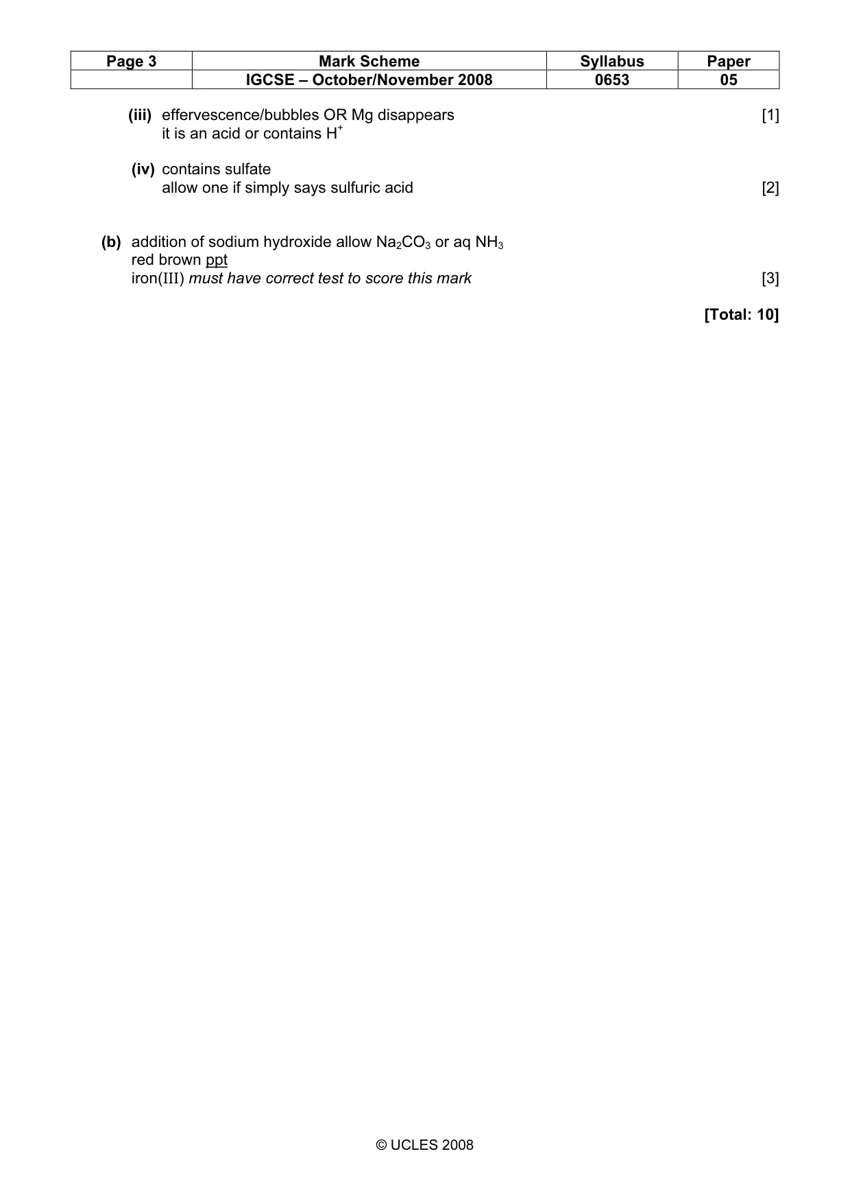 Mark scheme, page 3 of 3