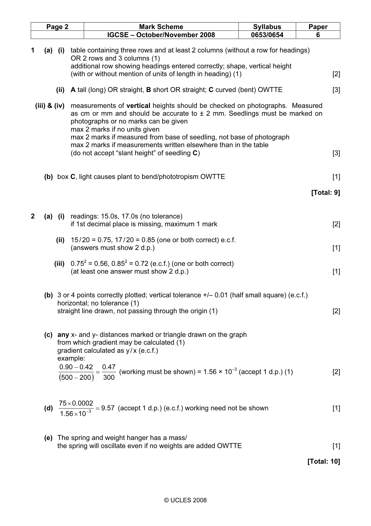 Mark scheme, page 2 of 4