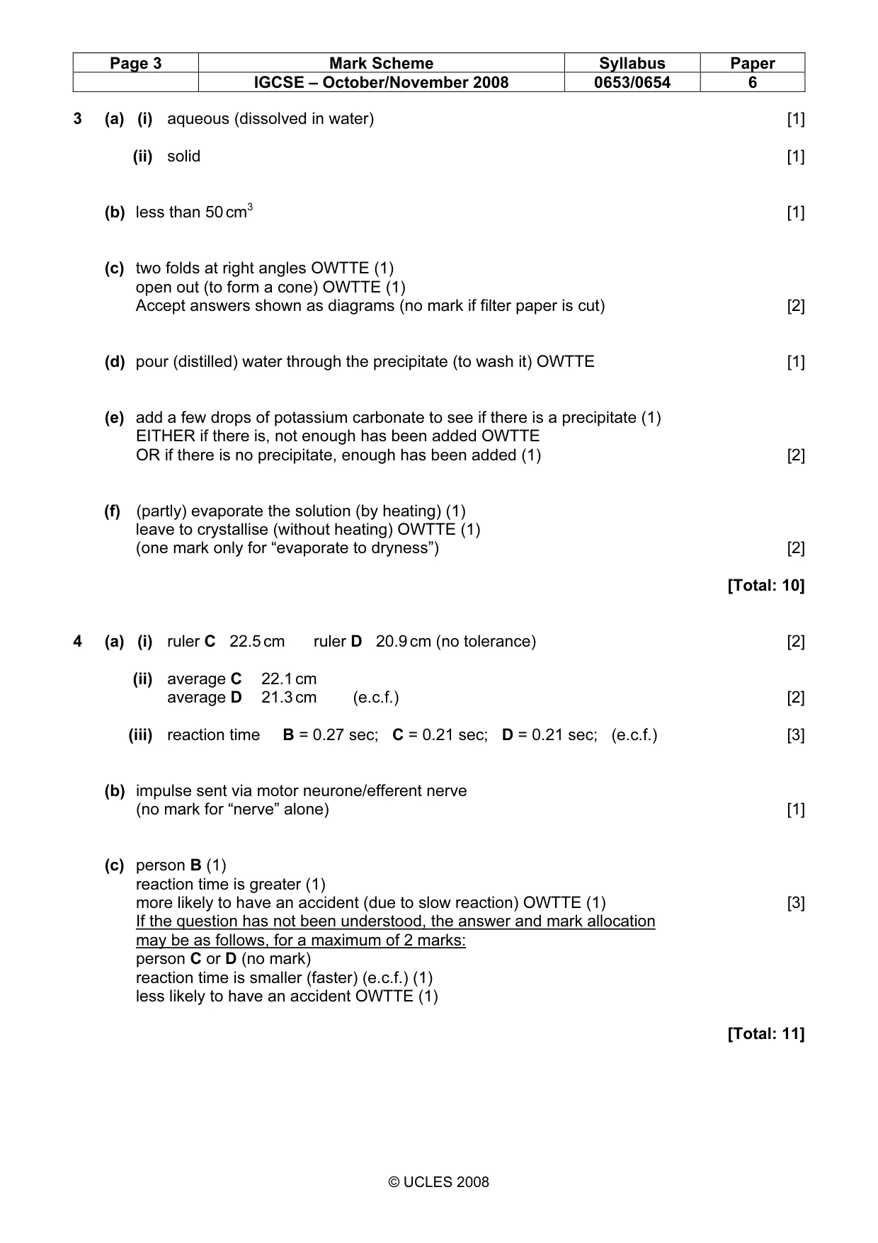 Mark scheme, page 3 of 4