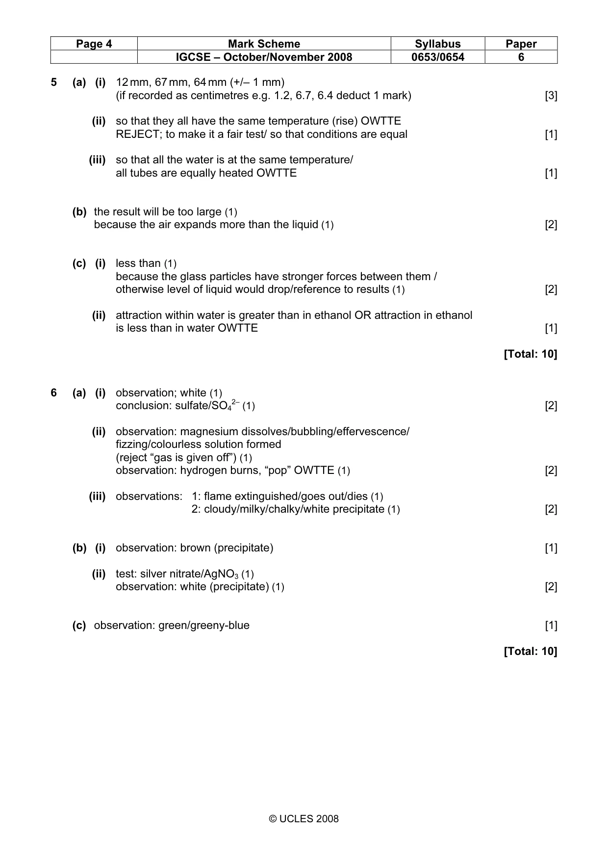 Mark scheme, page 4 of 4