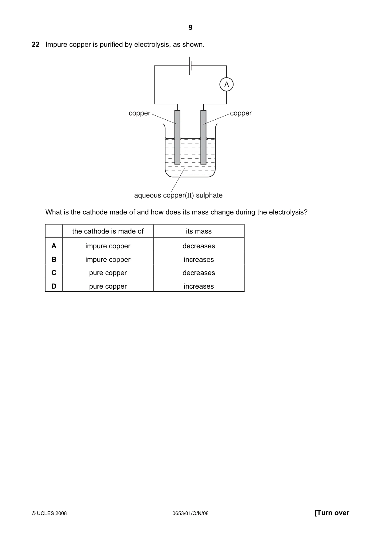Cambridge IGCSE Science - Combined 0653 2008 Oct/Nov Paper 1 · Variant 1 question paper, page 9 of 20