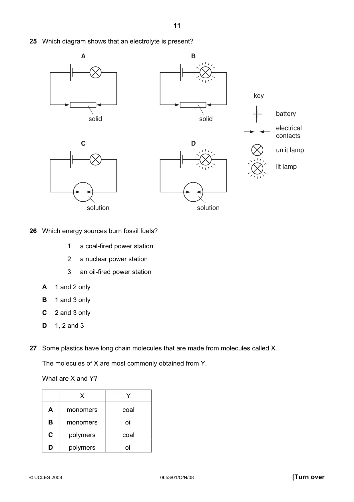 Cambridge IGCSE Science - Combined 0653 2008 Oct/Nov Paper 1 · Variant 1 question paper, page 11 of 20