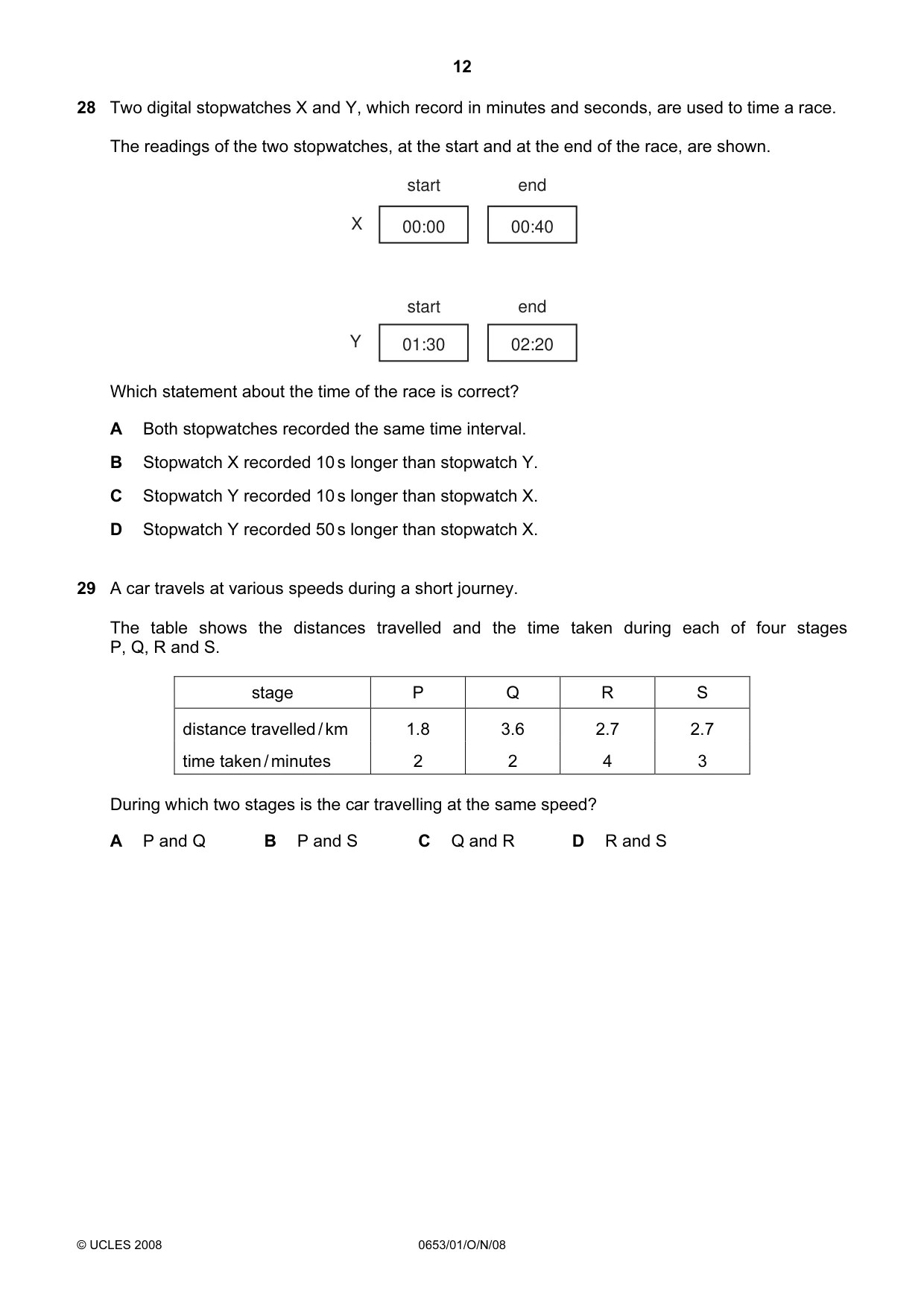 Cambridge IGCSE Science - Combined 0653 2008 Oct/Nov Paper 1 · Variant 1 question paper, page 12 of 20