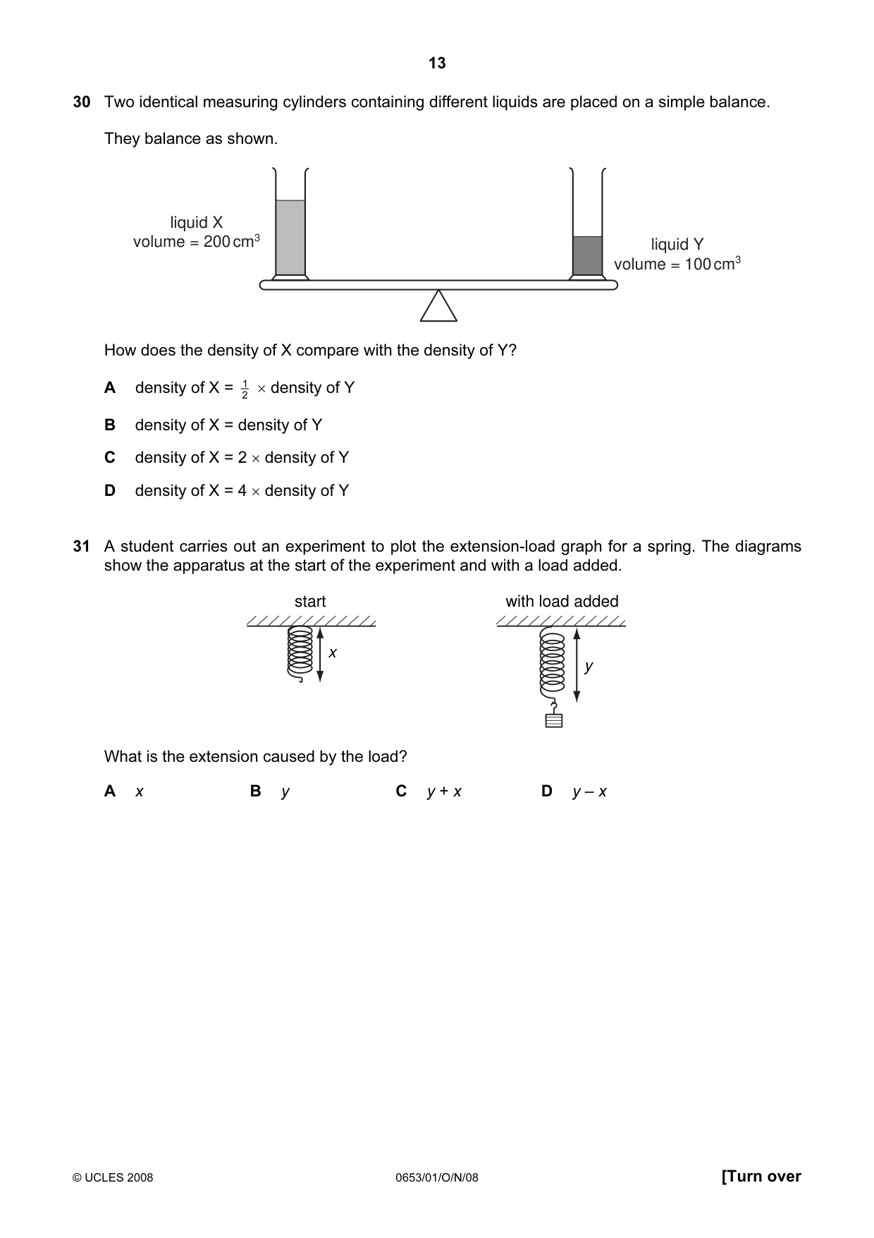 Cambridge IGCSE Science - Combined 0653 2008 Oct/Nov Paper 1 · Variant 1 question paper, page 13 of 20