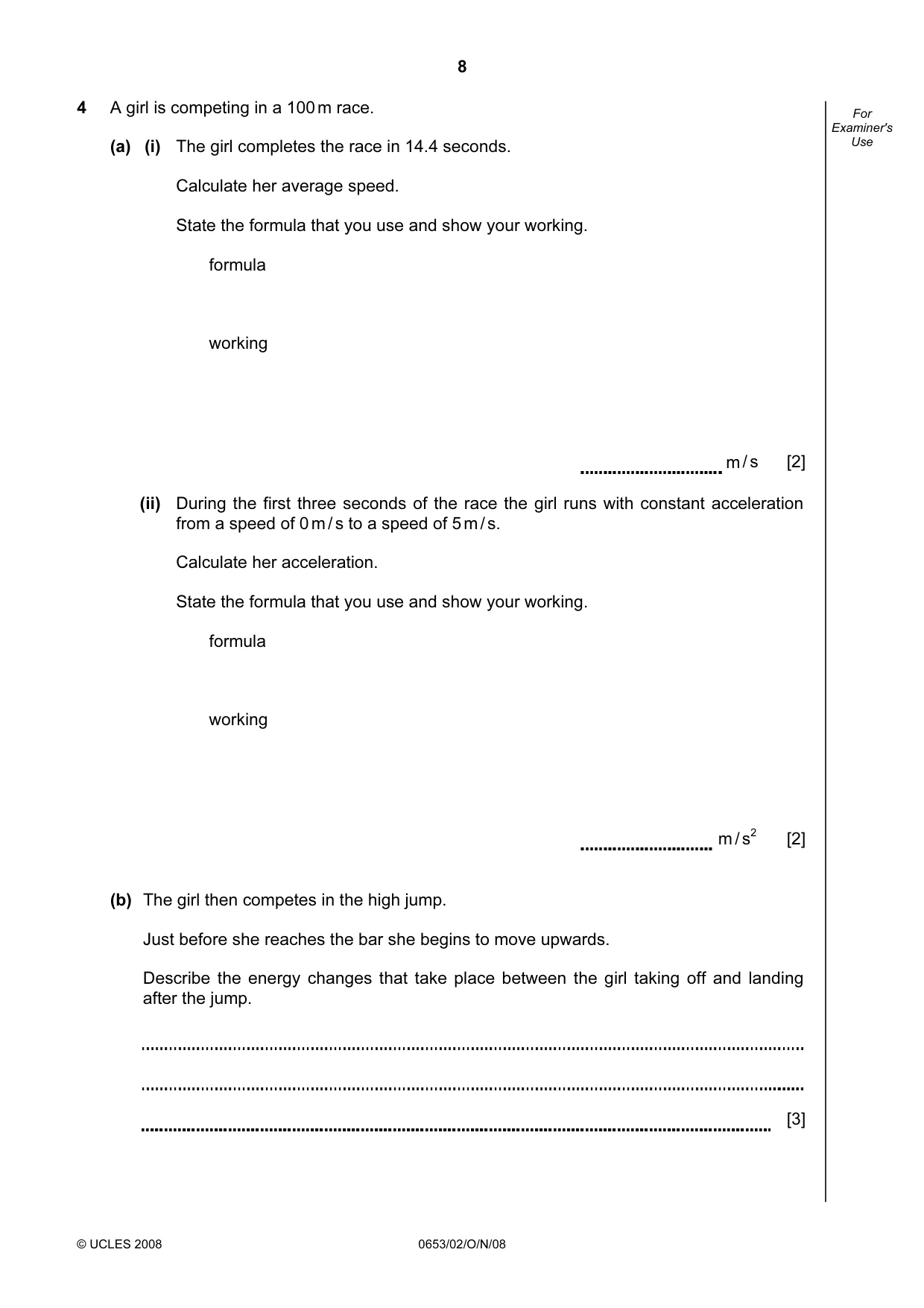 Cambridge IGCSE Science - Combined 0653 2008 Oct/Nov Paper 2 · Variant 1 question paper, page 8 of 20