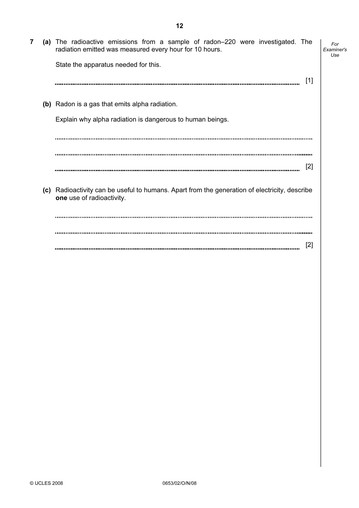 Cambridge IGCSE Science - Combined 0653 2008 Oct/Nov Paper 2 · Variant 1 question paper, page 12 of 20
