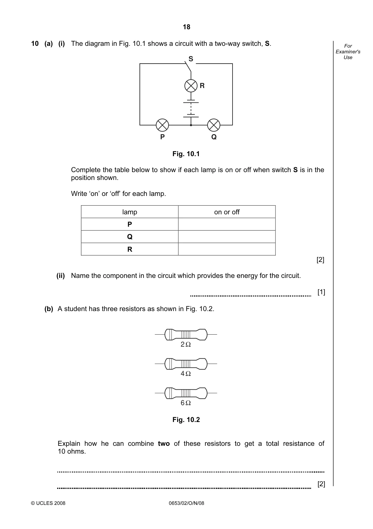 Cambridge IGCSE Science - Combined 0653 2008 Oct/Nov Paper 2 · Variant 1 question paper, page 18 of 20