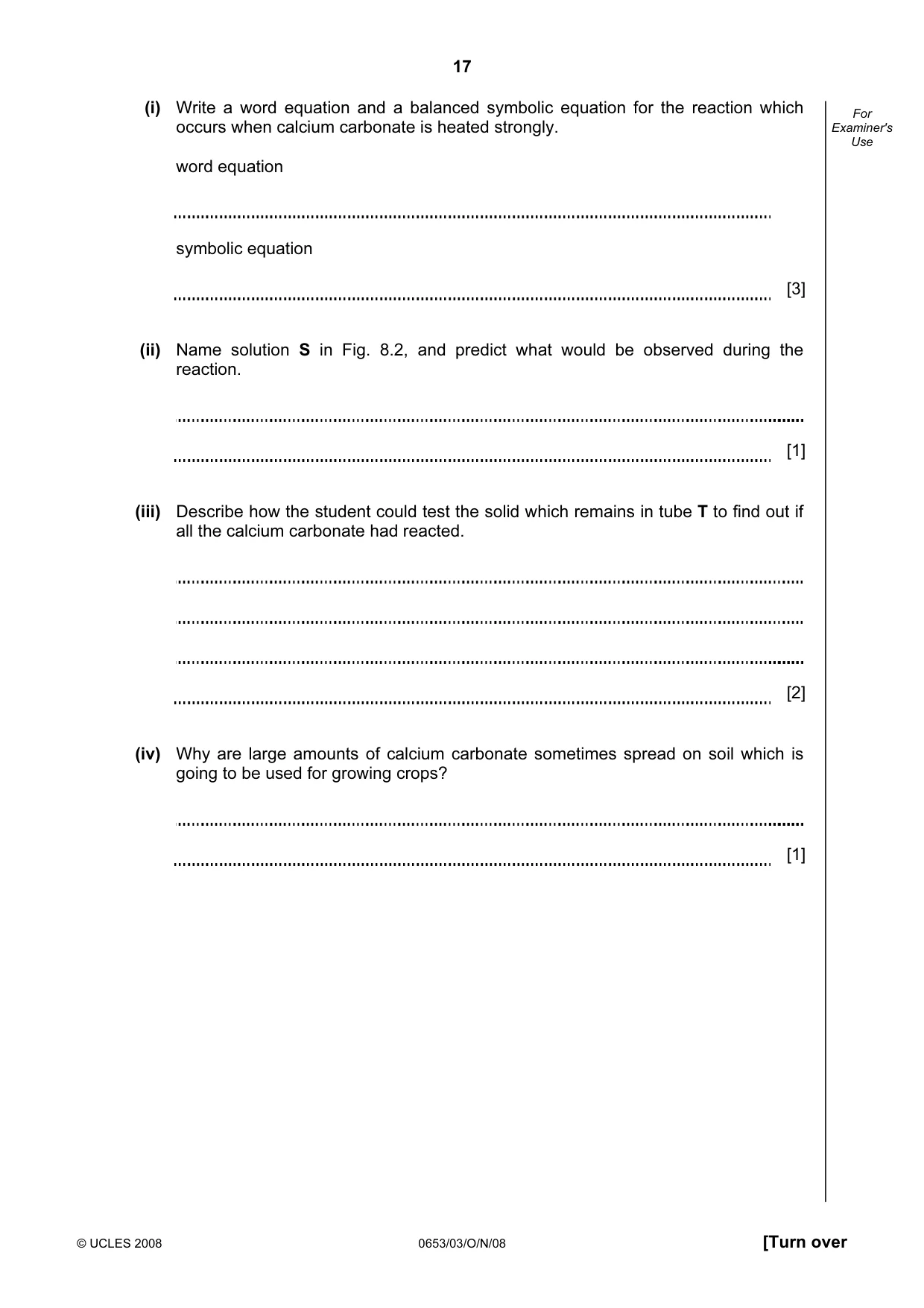 Cambridge IGCSE Science - Combined 0653 2008 Oct/Nov Paper 3 · Variant 1 question paper, page 17 of 20