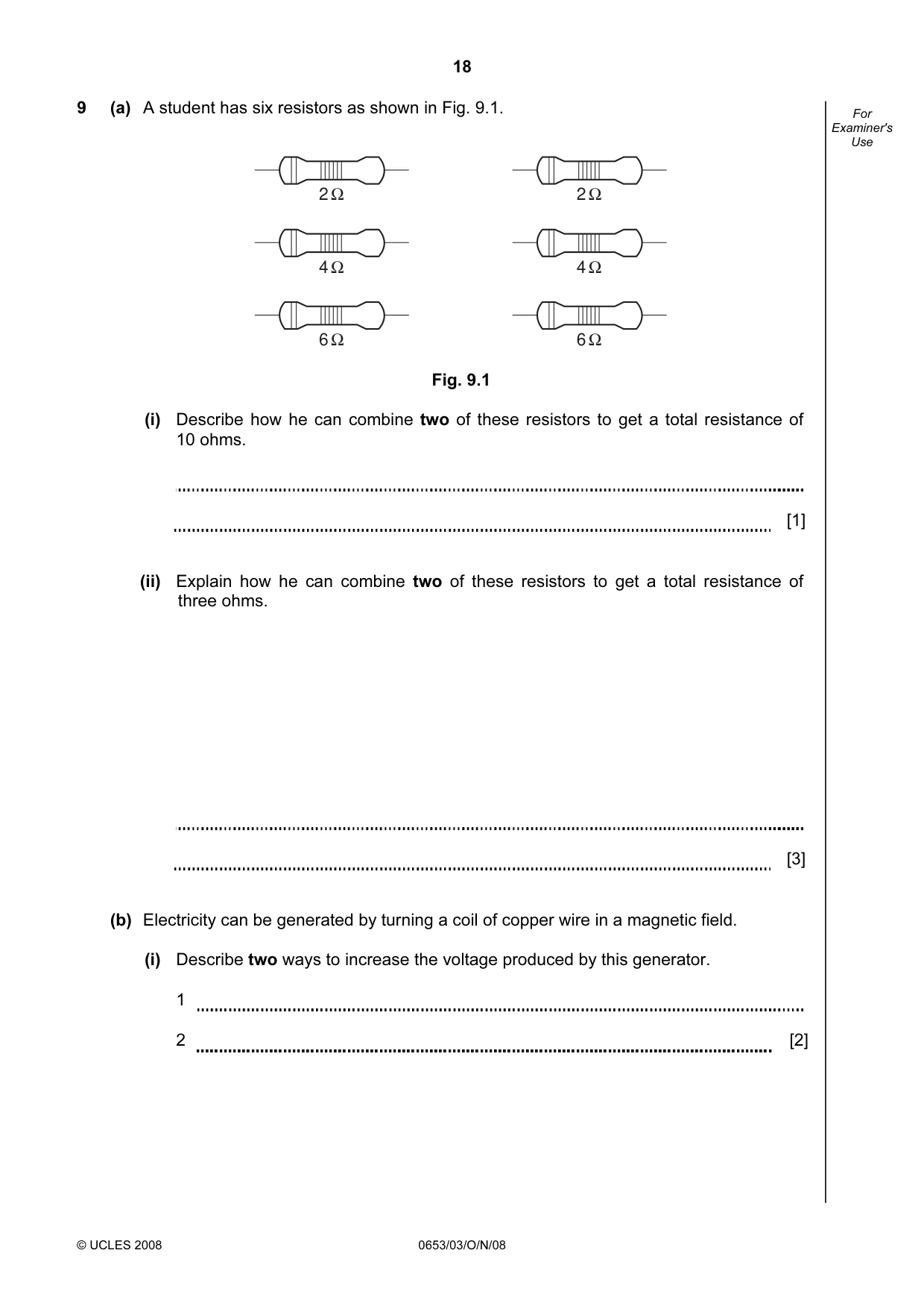 Cambridge IGCSE Science - Combined 0653 2008 Oct/Nov Paper 3 · Variant 1 question paper, page 18 of 20