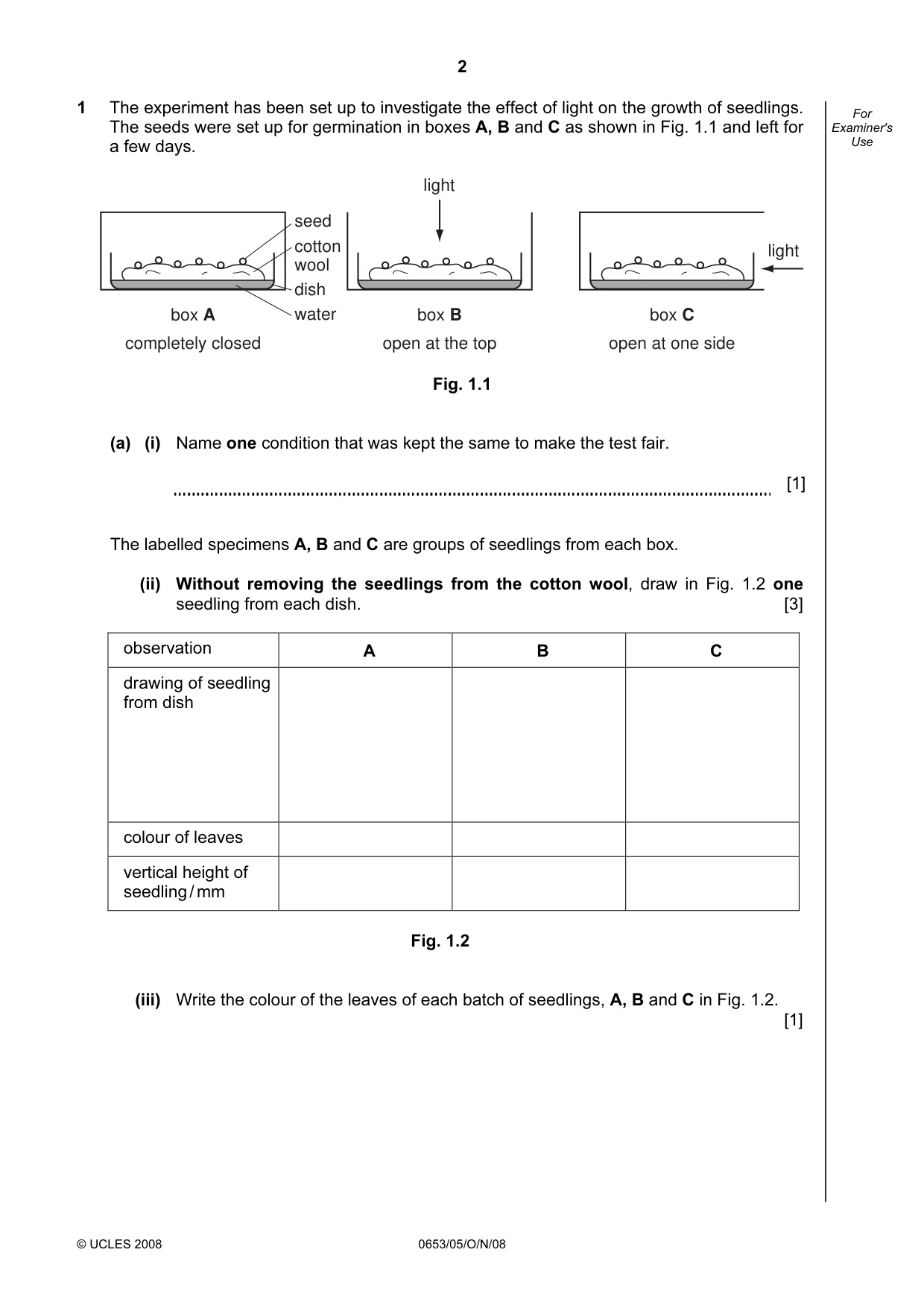 Cambridge IGCSE Science - Combined 0653 2008 Oct/Nov Paper 5 · Variant 1 question paper, page 2 of 12