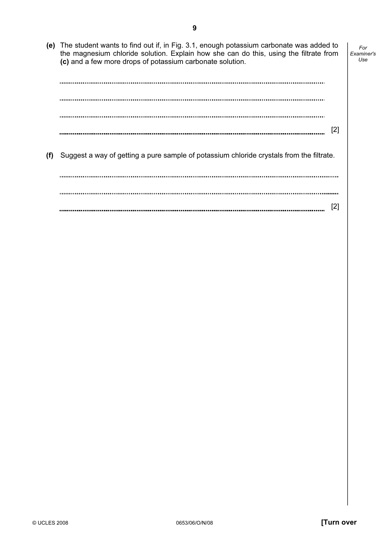 Cambridge IGCSE Science - Combined 0653 2008 Oct/Nov Paper 6 · Variant 1 question paper, page 9 of 20