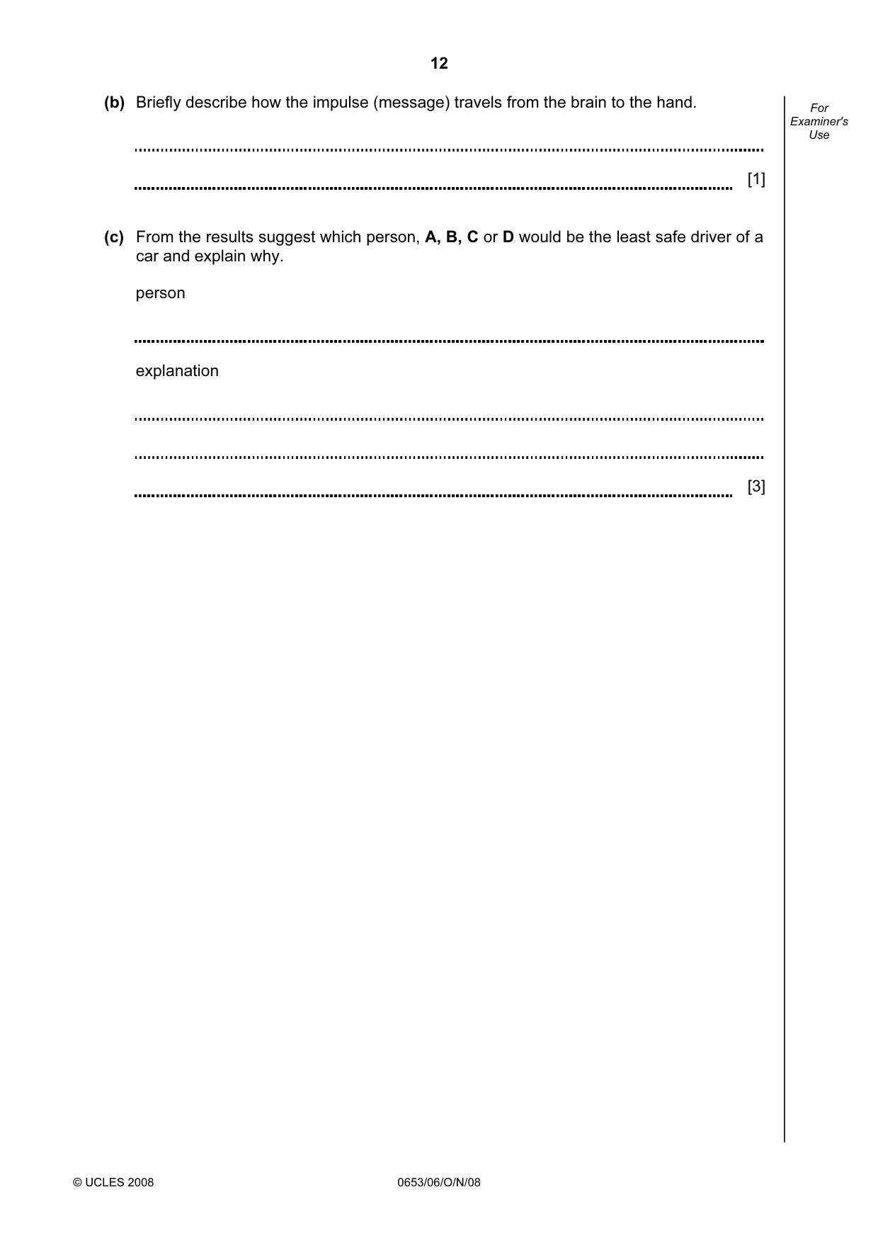Cambridge IGCSE Science - Combined 0653 2008 Oct/Nov Paper 6 · Variant 1 question paper, page 12 of 20