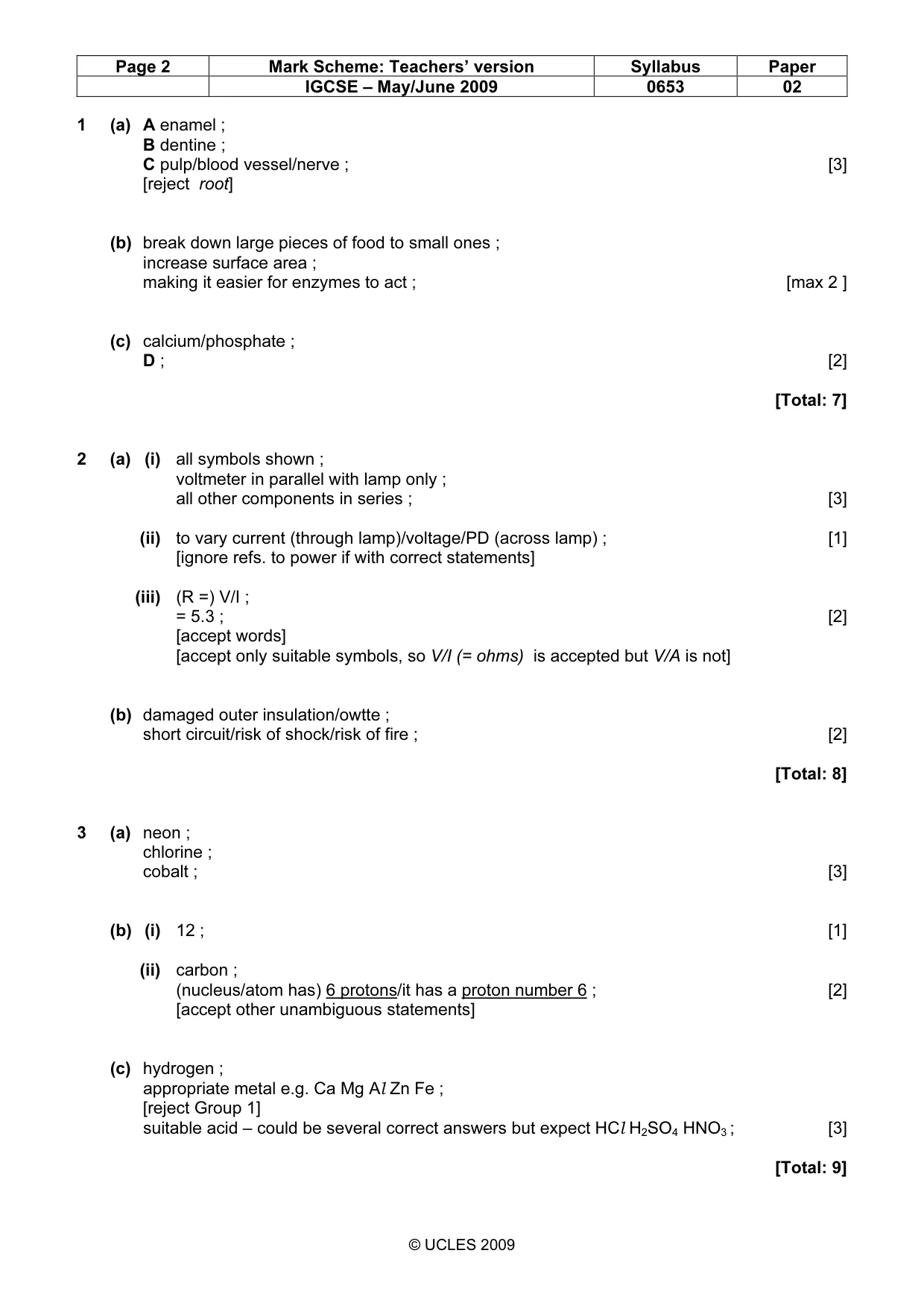 Mark scheme, page 2 of 6
