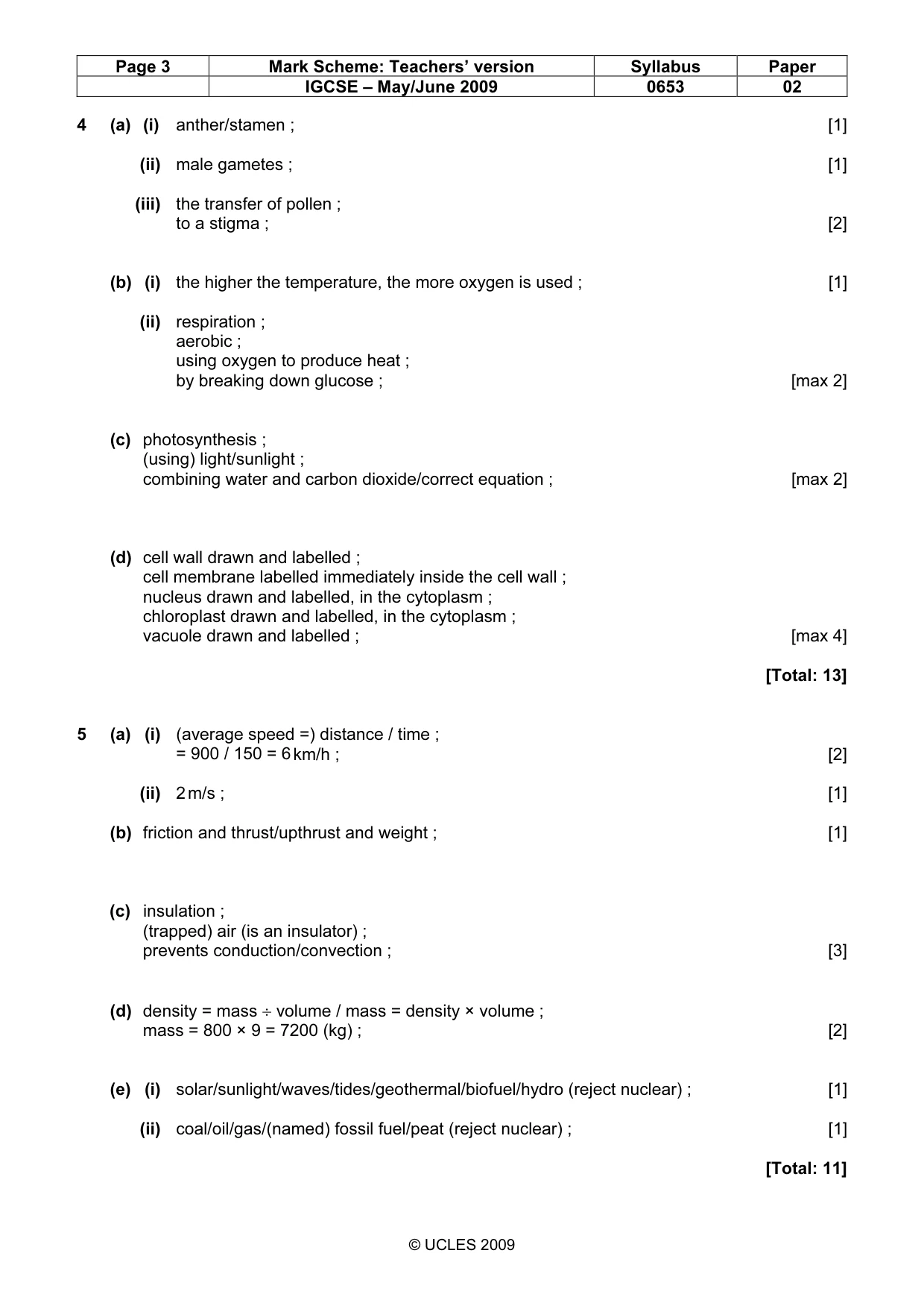 Mark scheme, page 3 of 6