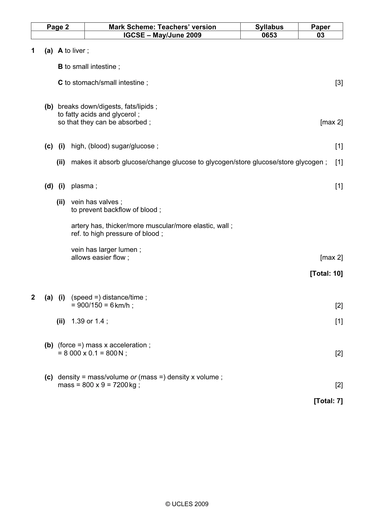 Mark scheme, page 2 of 6
