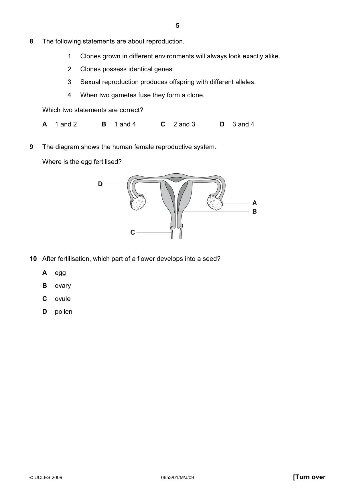 Cambridge IGCSE Science - Combined 0653 2009 May/June Paper 1 · Variant 1 question paper, page 5 of 20