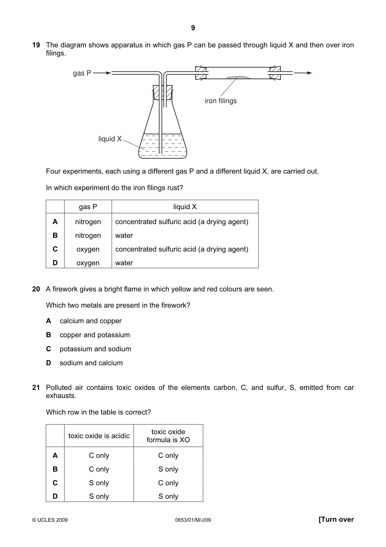 Cambridge IGCSE Science - Combined 0653 2009 May/June Paper 1 · Variant 1 question paper, page 9 of 20