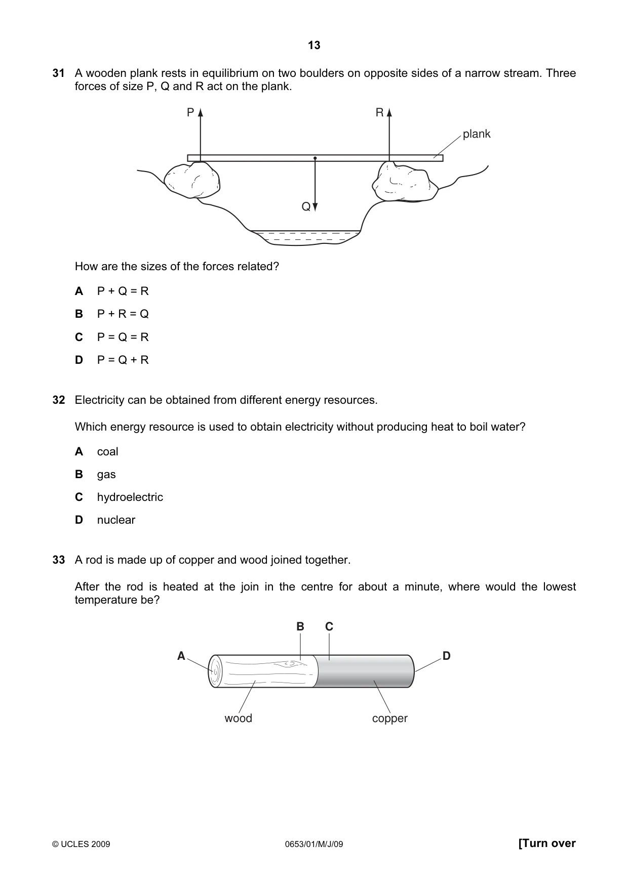 Cambridge IGCSE Science - Combined 0653 2009 May/June Paper 1 · Variant 1 question paper, page 13 of 20