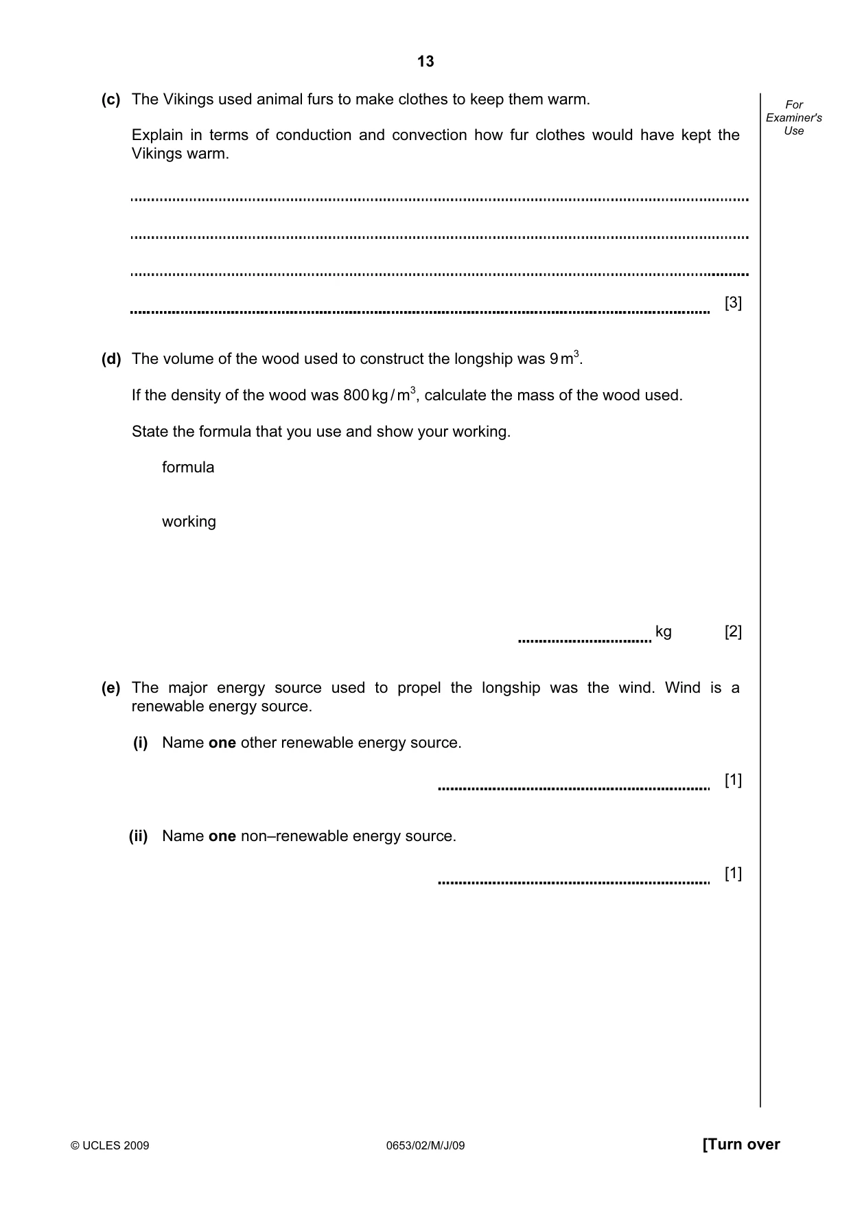 Cambridge IGCSE Science - Combined 0653 2009 May/June Paper 2 · Variant 1 question paper, page 13 of 24