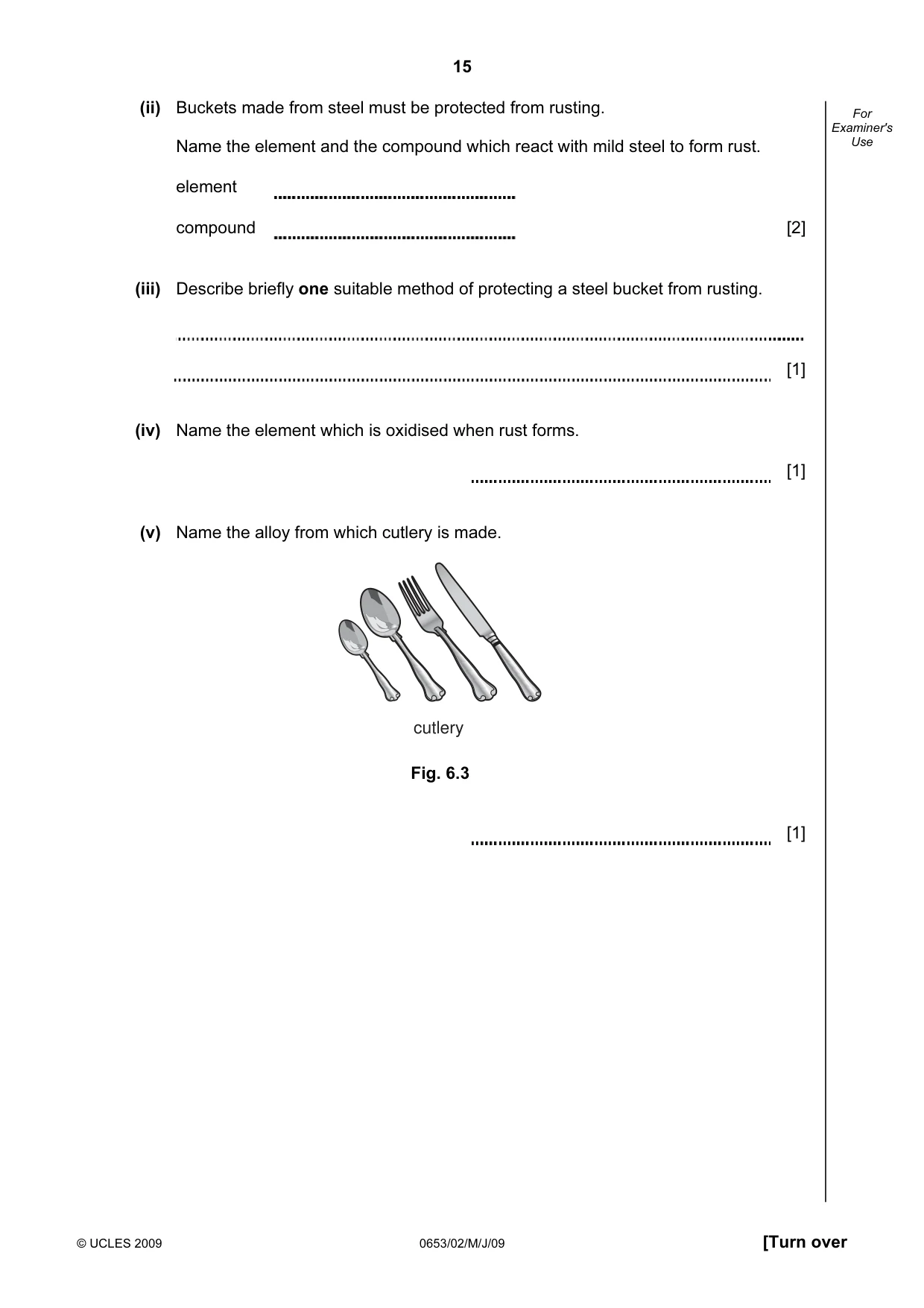 Cambridge IGCSE Science - Combined 0653 2009 May/June Paper 2 · Variant 1 question paper, page 15 of 24