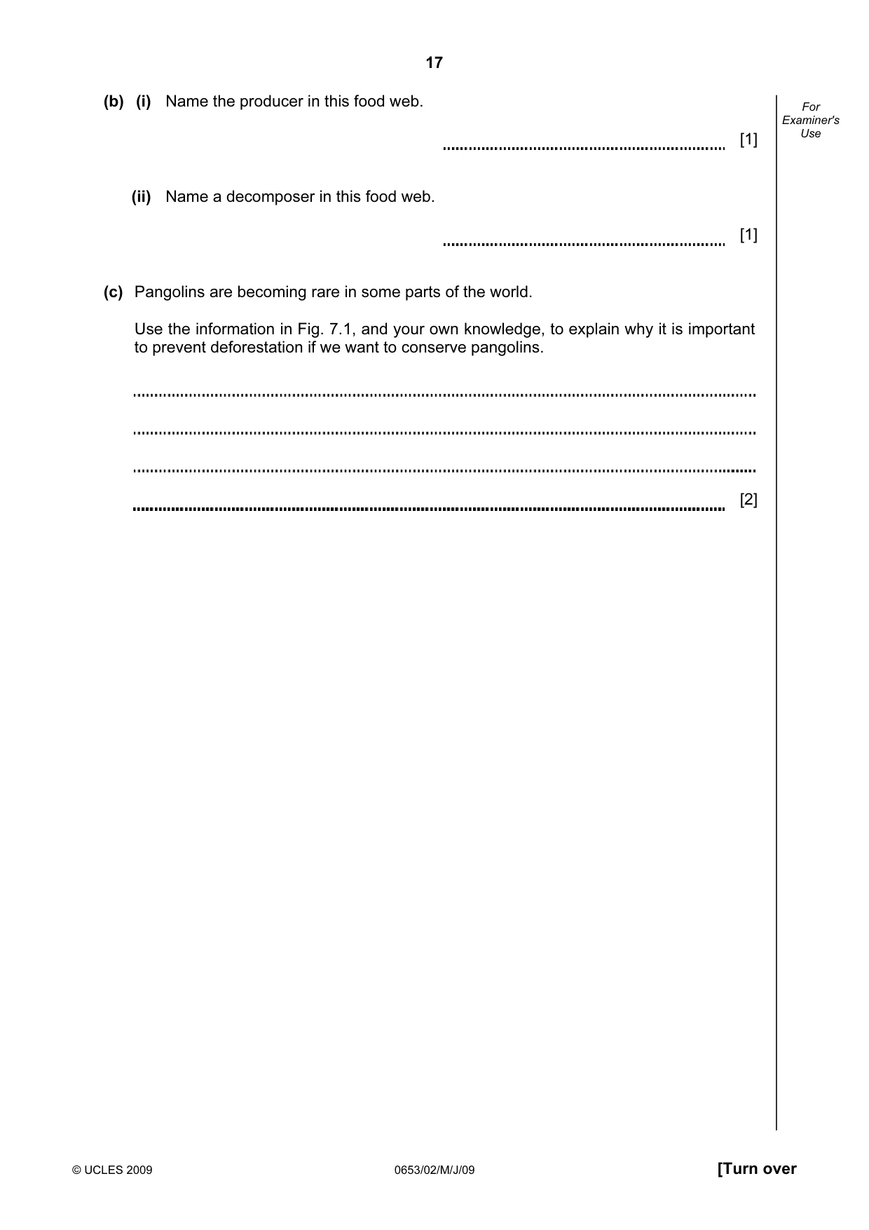 Cambridge IGCSE Science - Combined 0653 2009 May/June Paper 2 · Variant 1 question paper, page 17 of 24