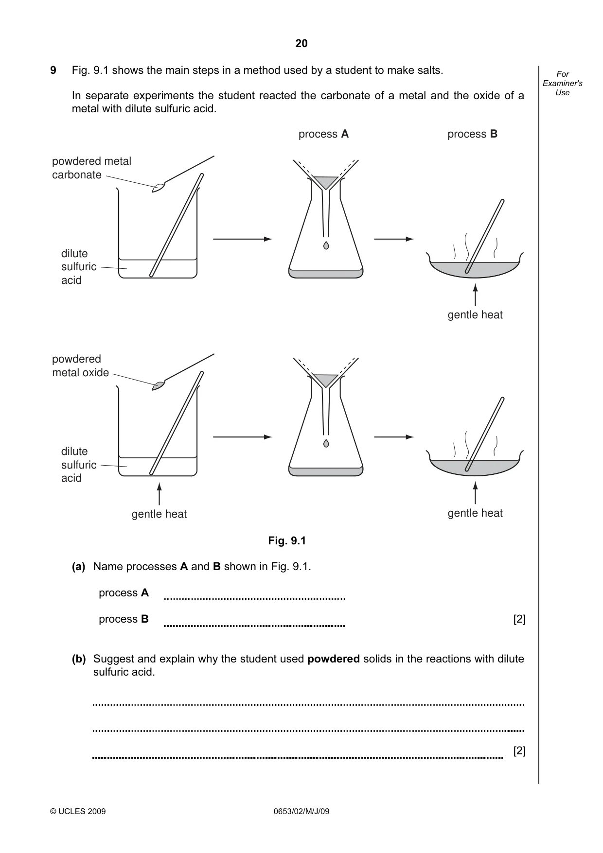 Cambridge IGCSE Science - Combined 0653 2009 May/June Paper 2 · Variant 1 question paper, page 20 of 24