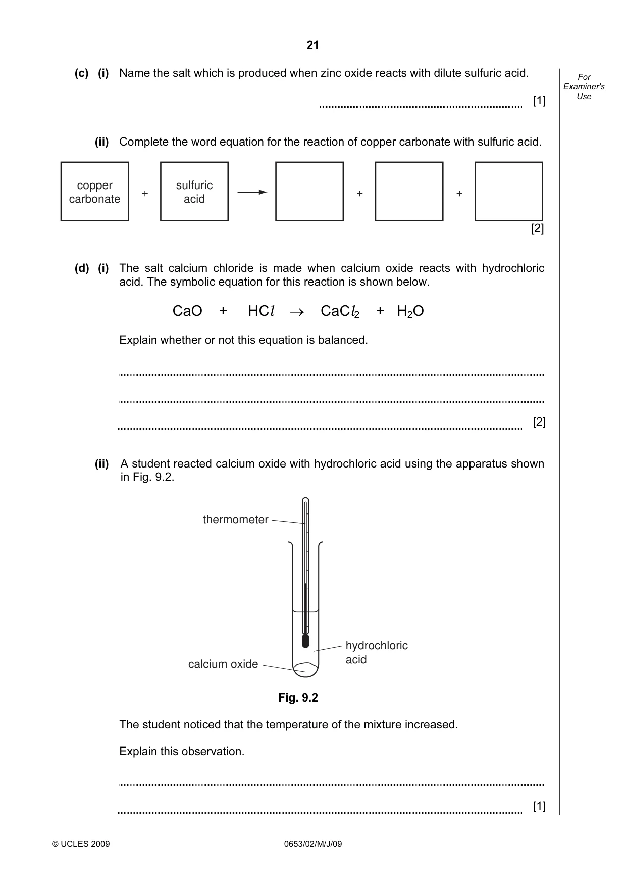 Cambridge IGCSE Science - Combined 0653 2009 May/June Paper 2 · Variant 1 question paper, page 21 of 24